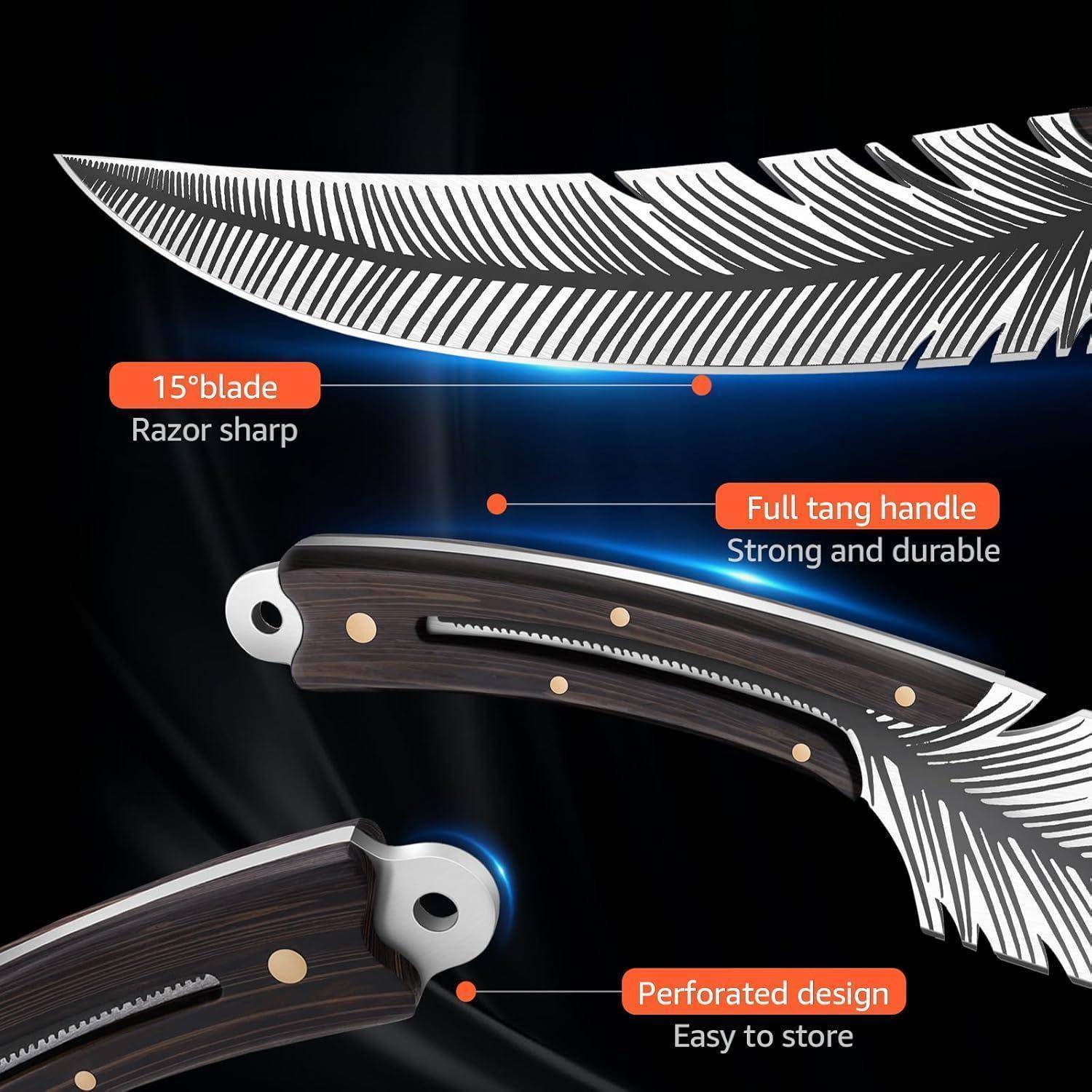DRAGON RIOT Japanisches Profi Küchenmesser Scharf Grillmesser mit