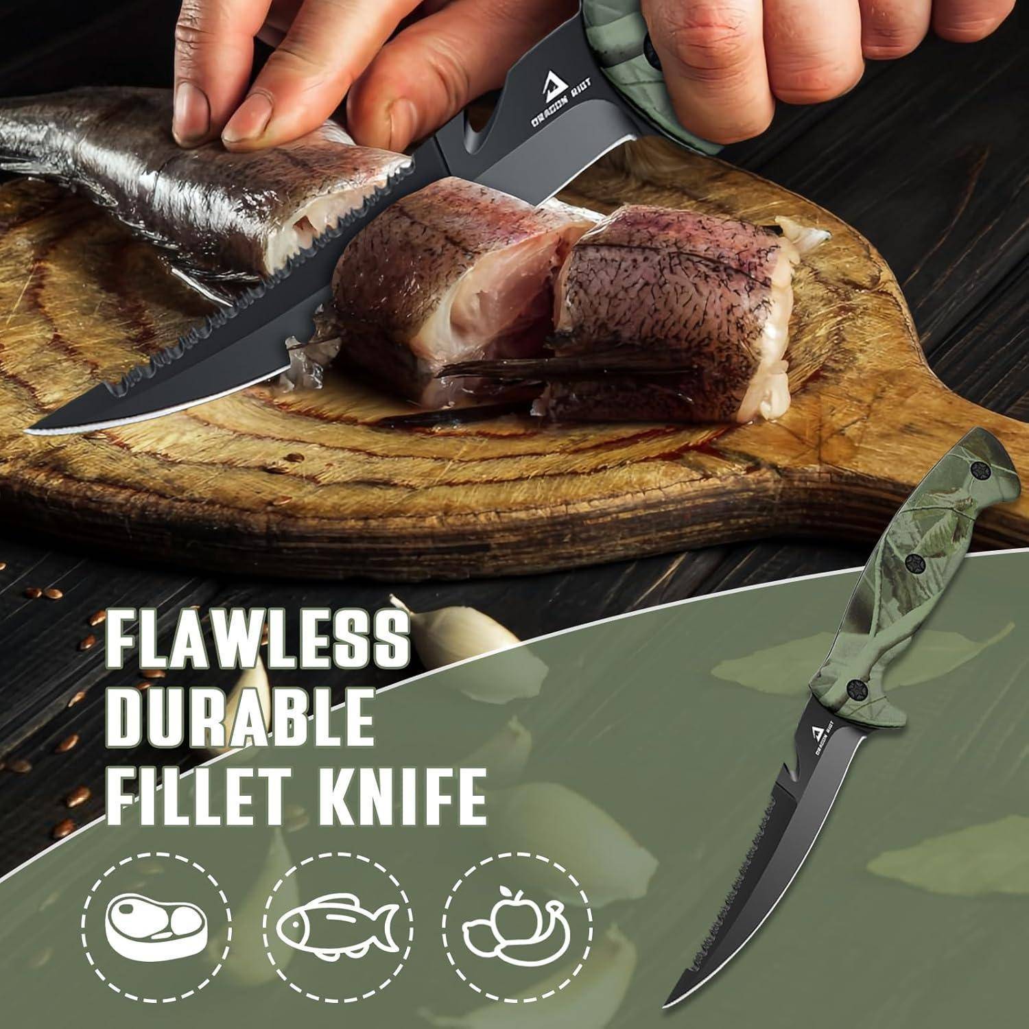 Filetiermesser Fisch 13CM Edelstahl Anti-Rutsch-Griff Outdoor