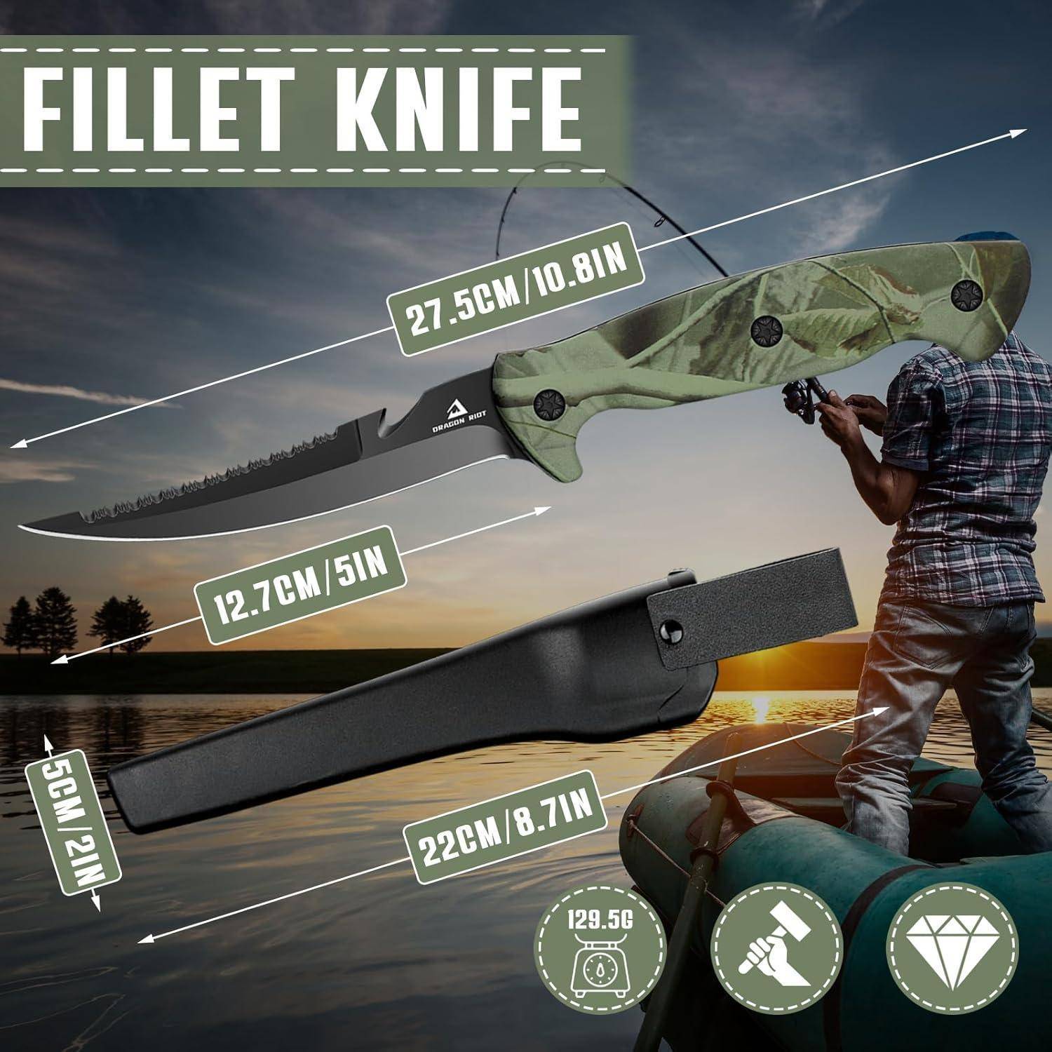Filetiermesser Fisch 13CM Edelstahl Anti-Rutsch-Griff Outdoor