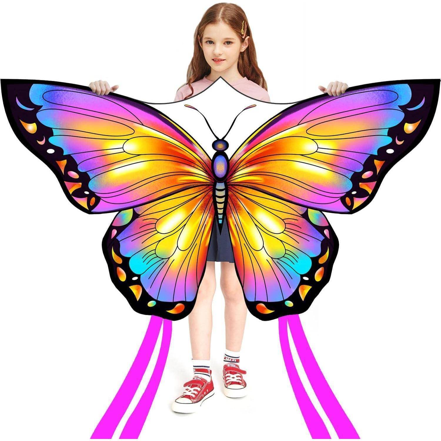 Schmetterling Drachen Kite für Kinder und Erwachsene 120x95cm Pink