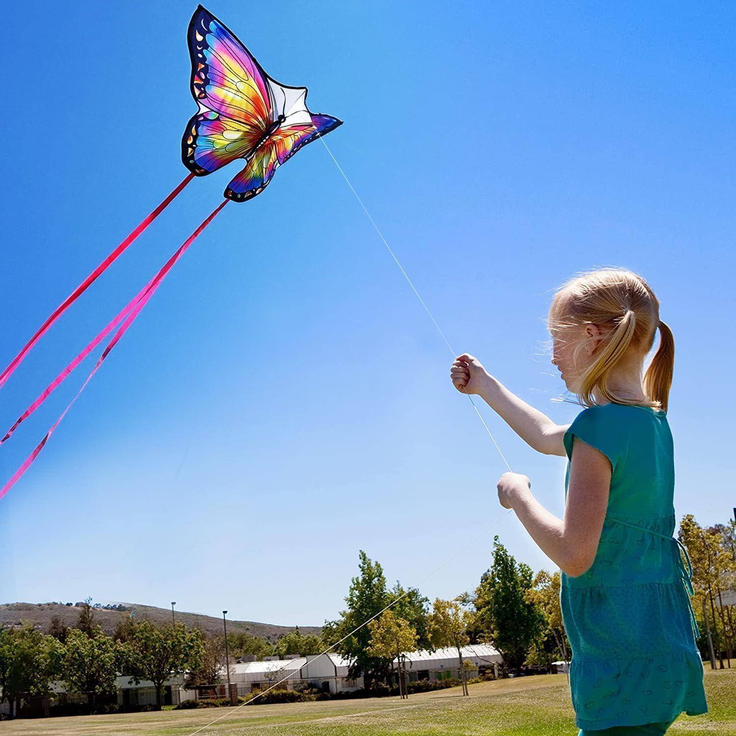 Schmetterling Drachen Kite für Kinder und Erwachsene 120x95cm Pink