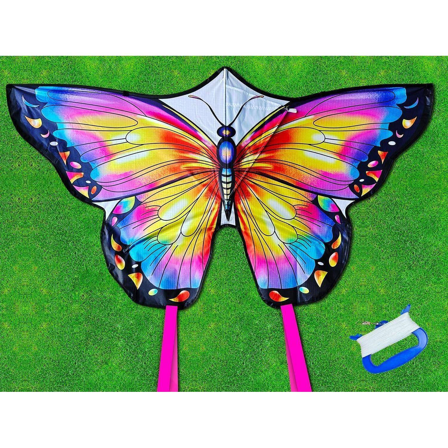 Schmetterling Drachen Kite für Kinder und Erwachsene 120x95cm Pink