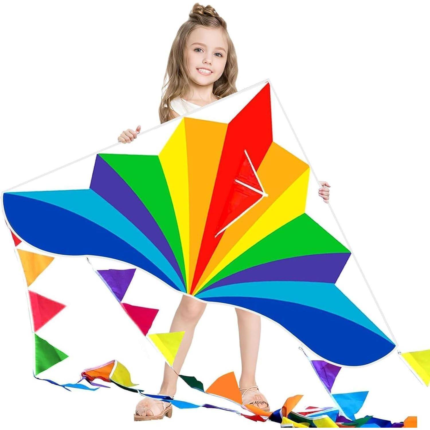 Großer Regenbogen Delta Drachen Kinder Strand 300ft
