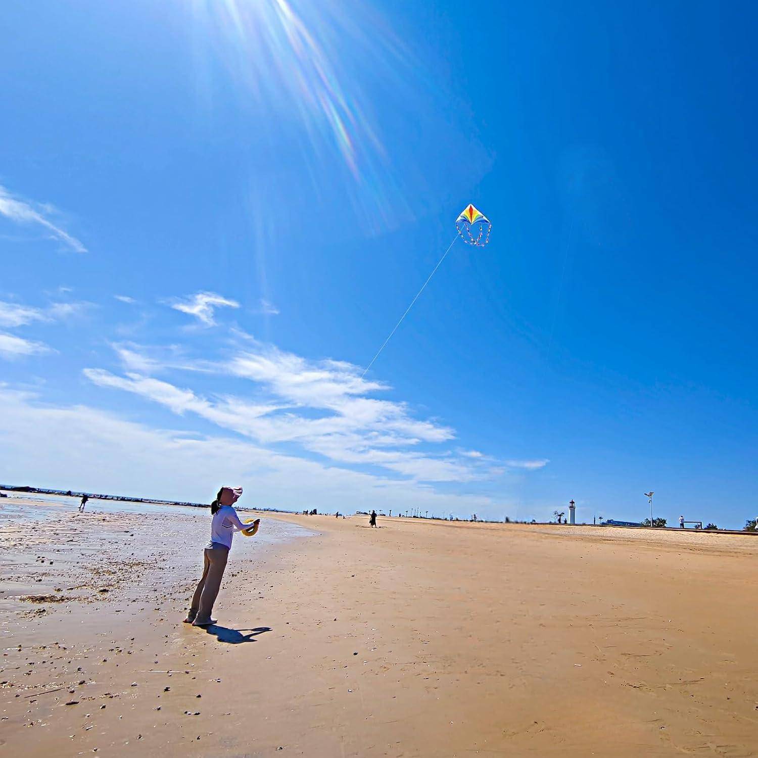 Großer Regenbogen Delta Drachen Kinder Strand 300ft