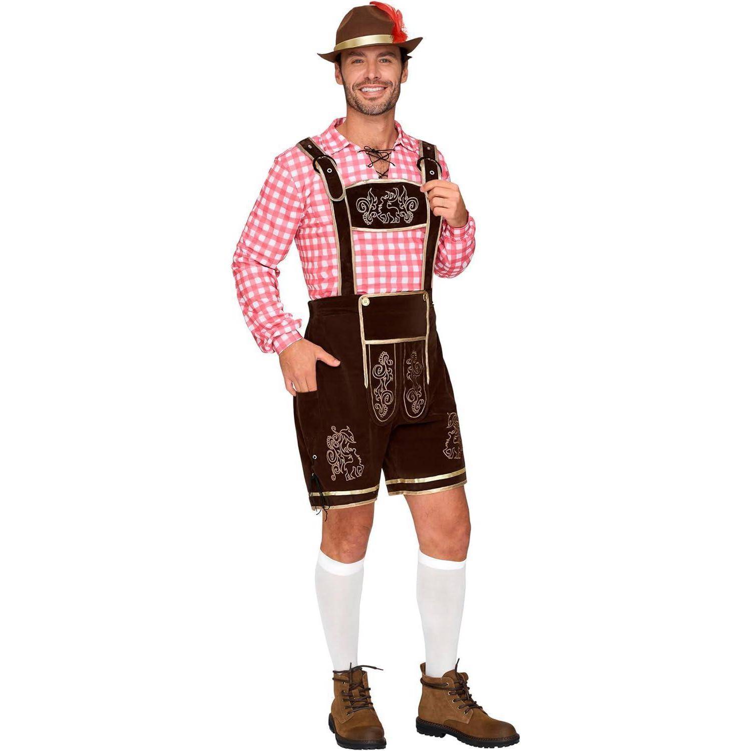 Oktoberfest Kostümset Herren kariert grün blau rot S Rot