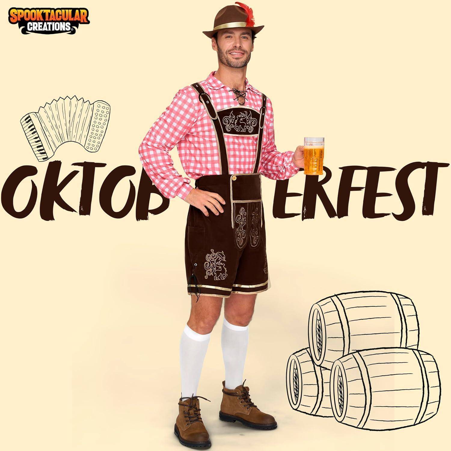 Oktoberfest Kostümset Herren kariert grün blau rot S Rot