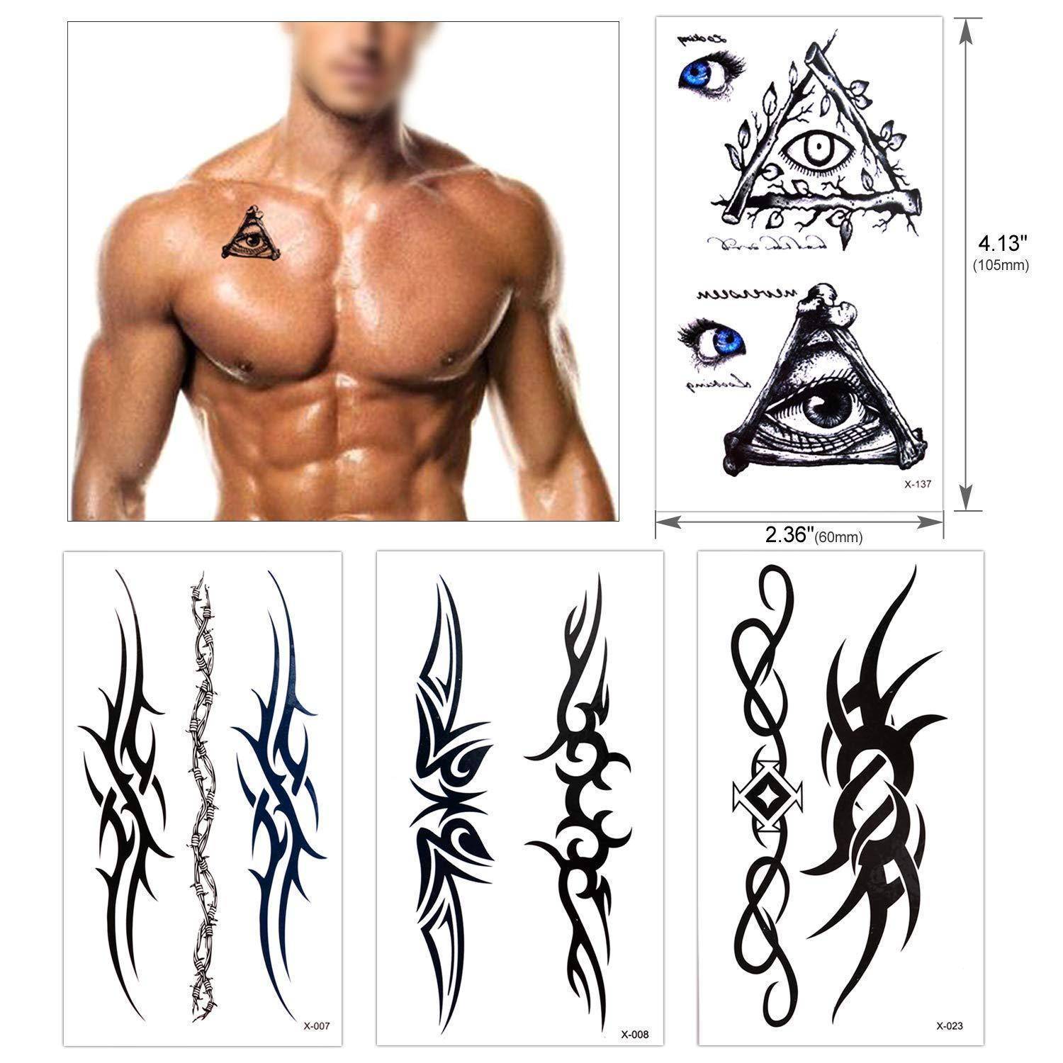 Temporäre Tattoos 18 Blätter Schwarz Drachen Anker Auge Skorpion Panda