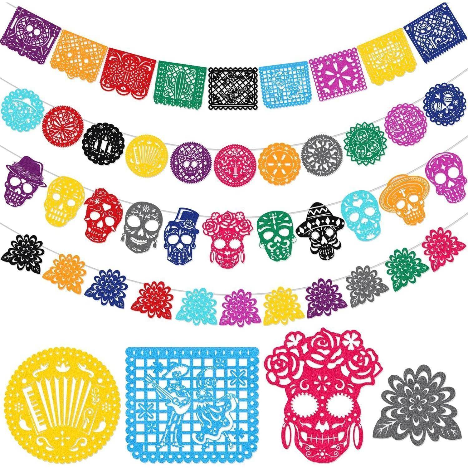 Halloween Dia De Los Muertos Deko Banner Filz Girlande Mexiko 42 Ft