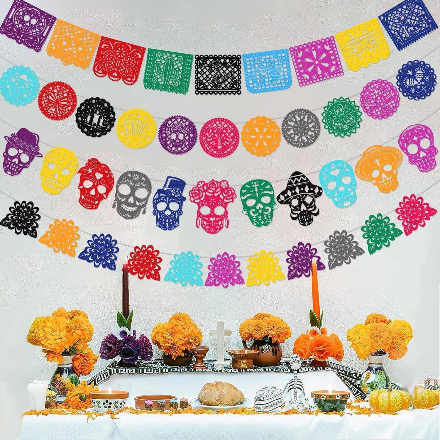 Halloween Dia De Los Muertos Deko Banner Filz Girlande Mexiko 42 Ft
