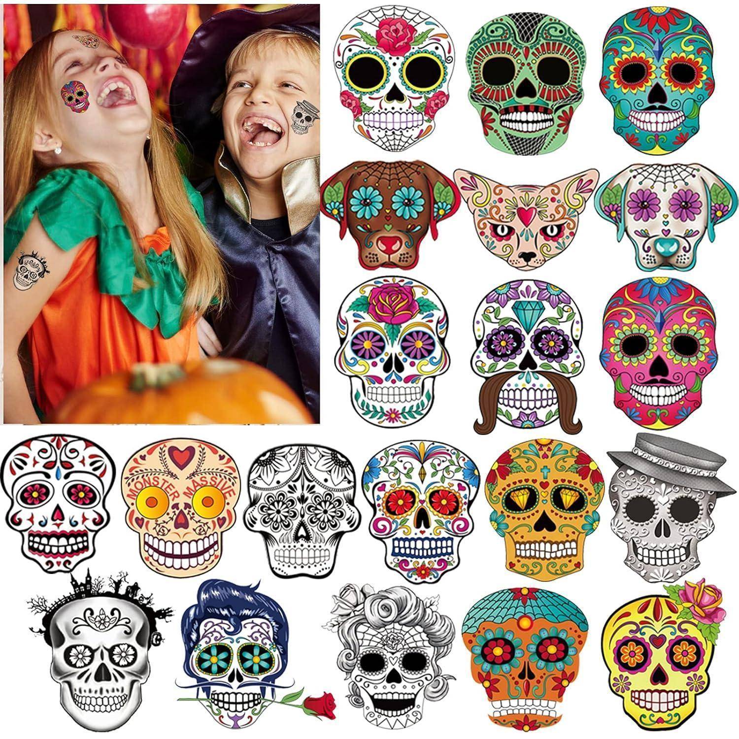 Halloween Tattoo Set 100 Stück Tag der Toten Kindertattoos