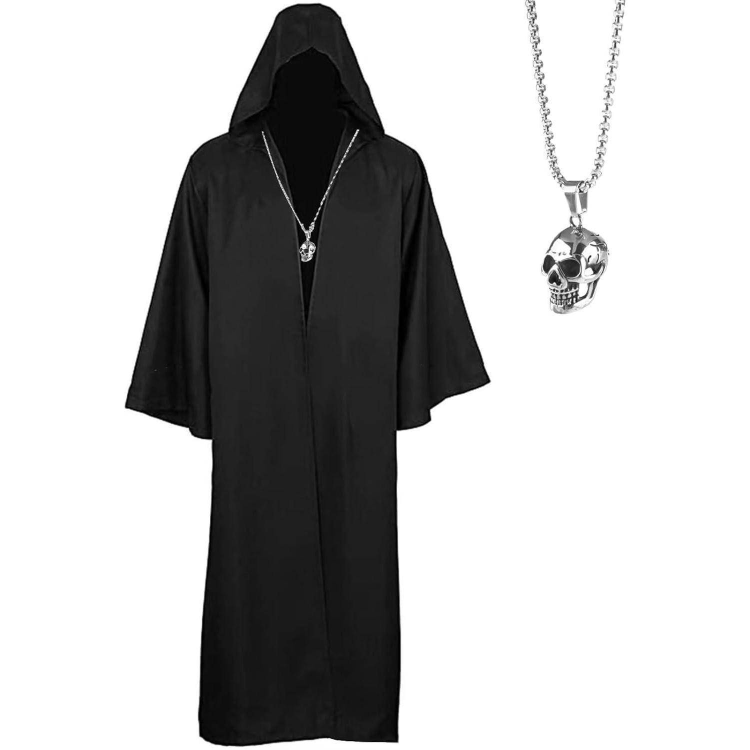 Umhang Halloween Kapuze Herren Robe Totenkopf Gotik Vampir S