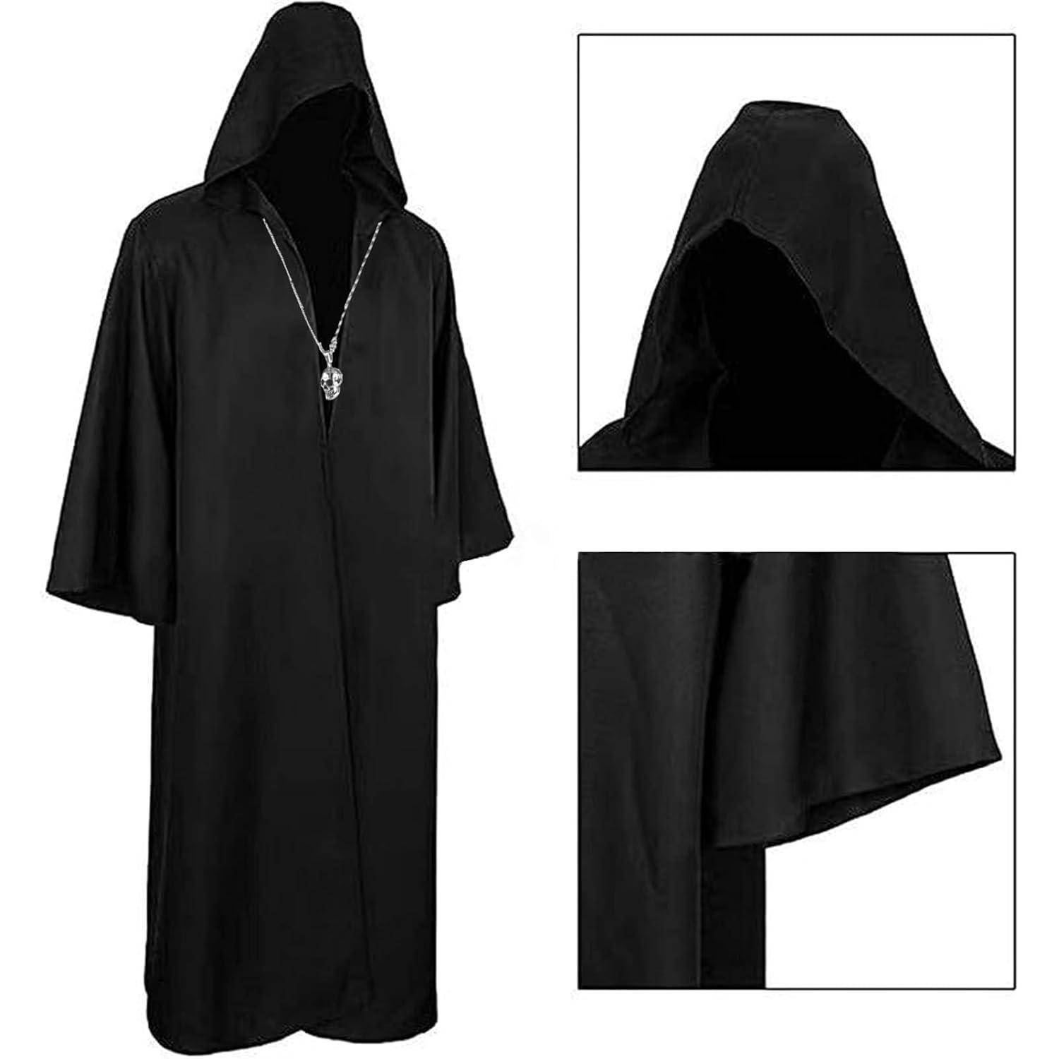 Umhang Halloween Kapuze Herren Robe Totenkopf Gotik Vampir S