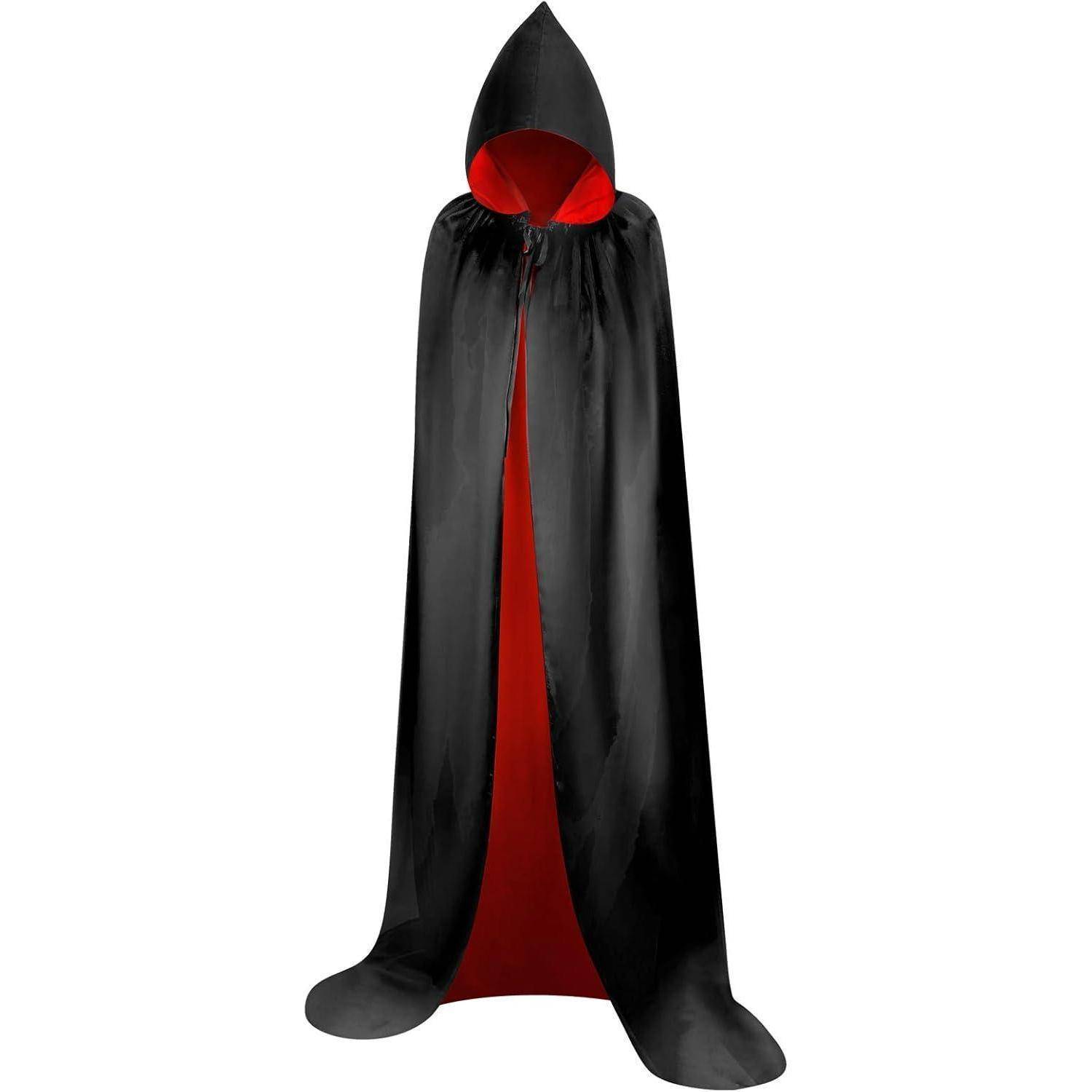 Unisex Umhang mit Kapuze Schwarz Rot Halloween Vampir Umhänge_MEDIUM