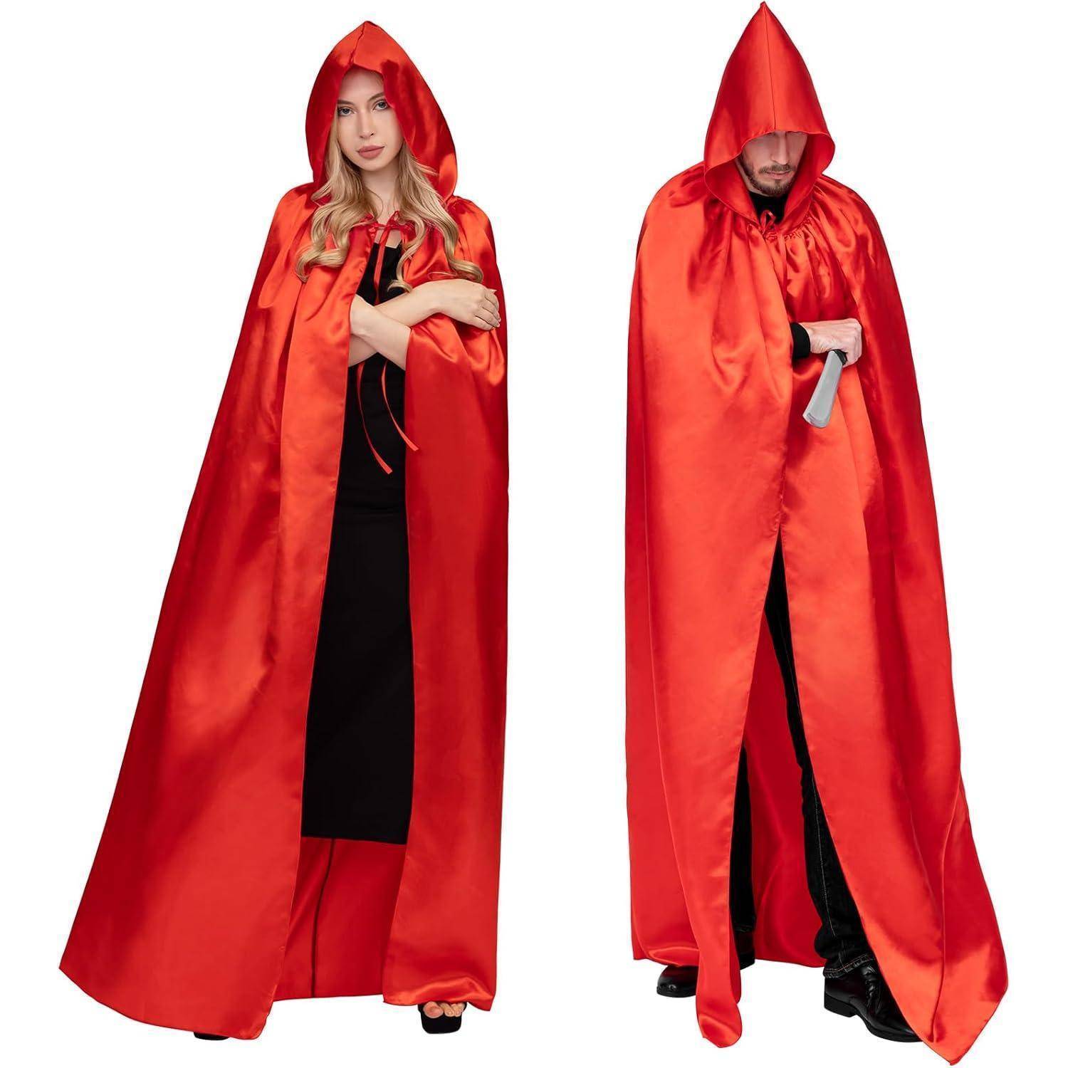 Unisex Halloween Umhang mit Kapuze Vampir Kostüm Cosplay rot M