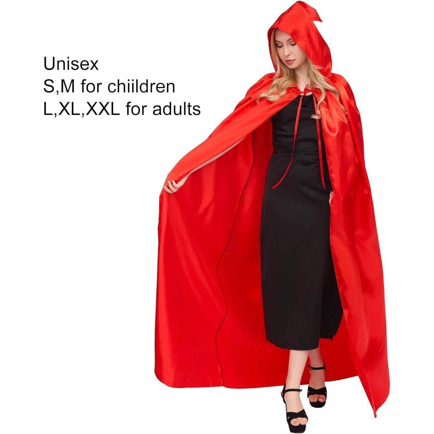 Unisex Halloween Umhang mit Kapuze Vampir Kostüm Cosplay rot M