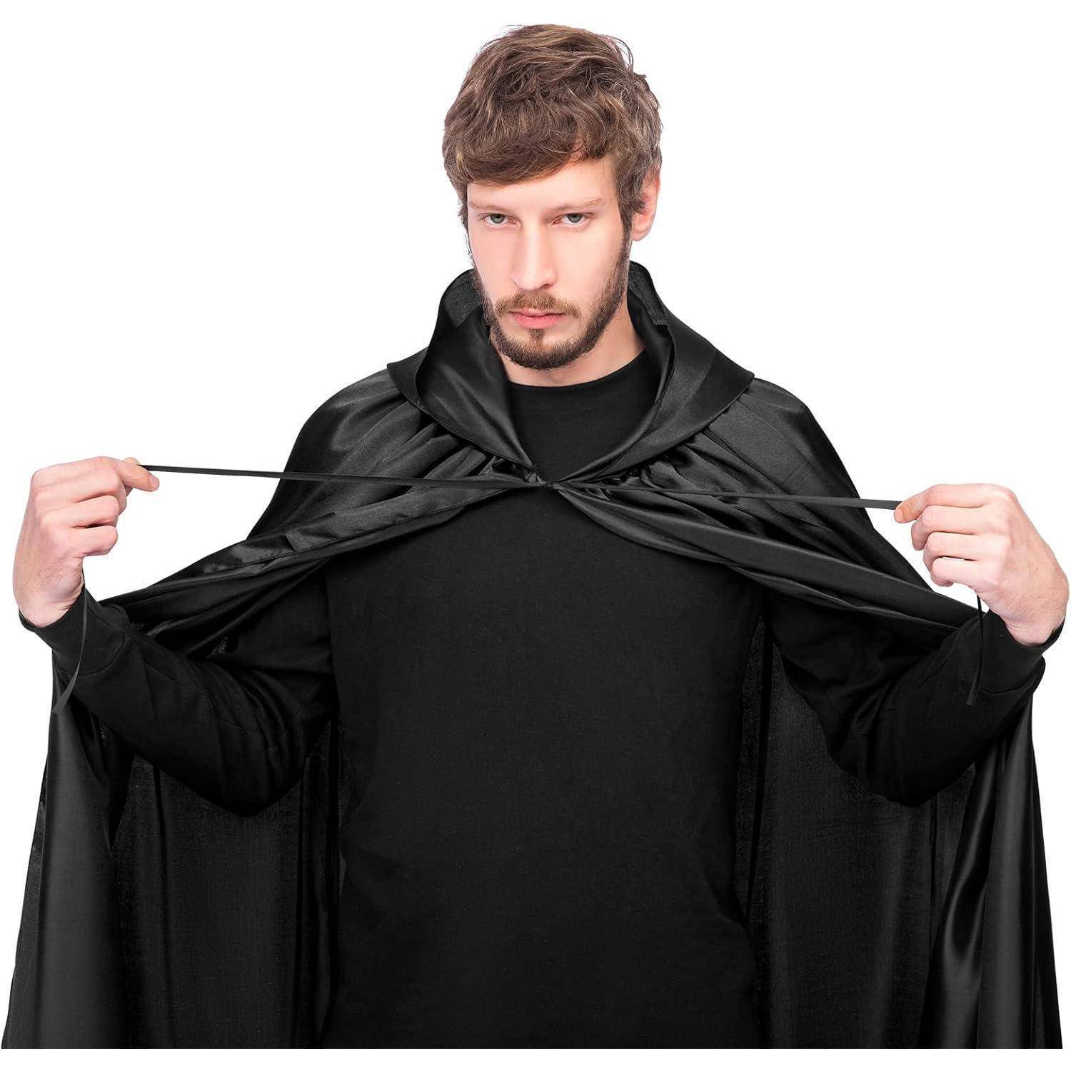 Umhang mit Kapuze Halloween Vampir Kostüm Erwachsene Schwarz XXL