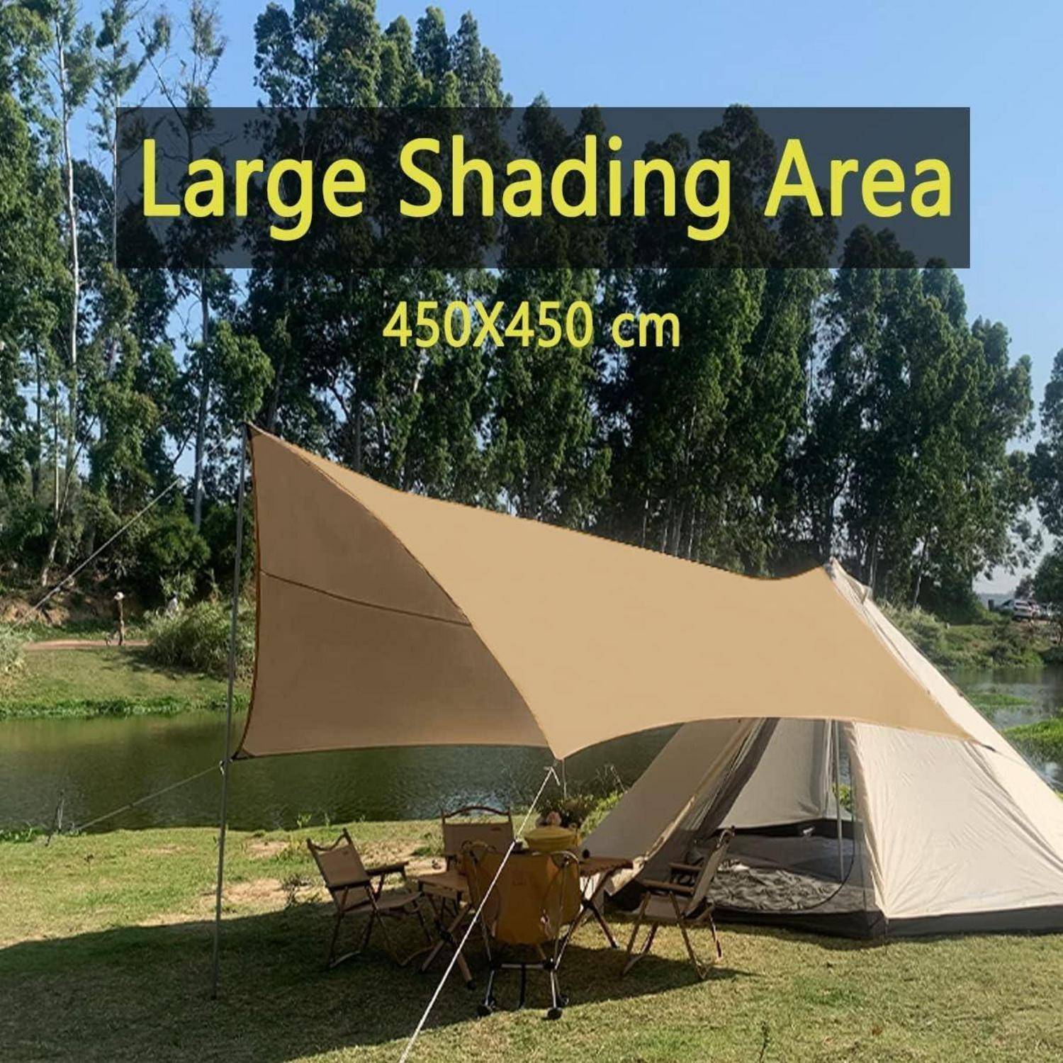 Ultraleichtes Camping Tarp Zelt 4,5x4,5m Wasserdicht Multifunktional