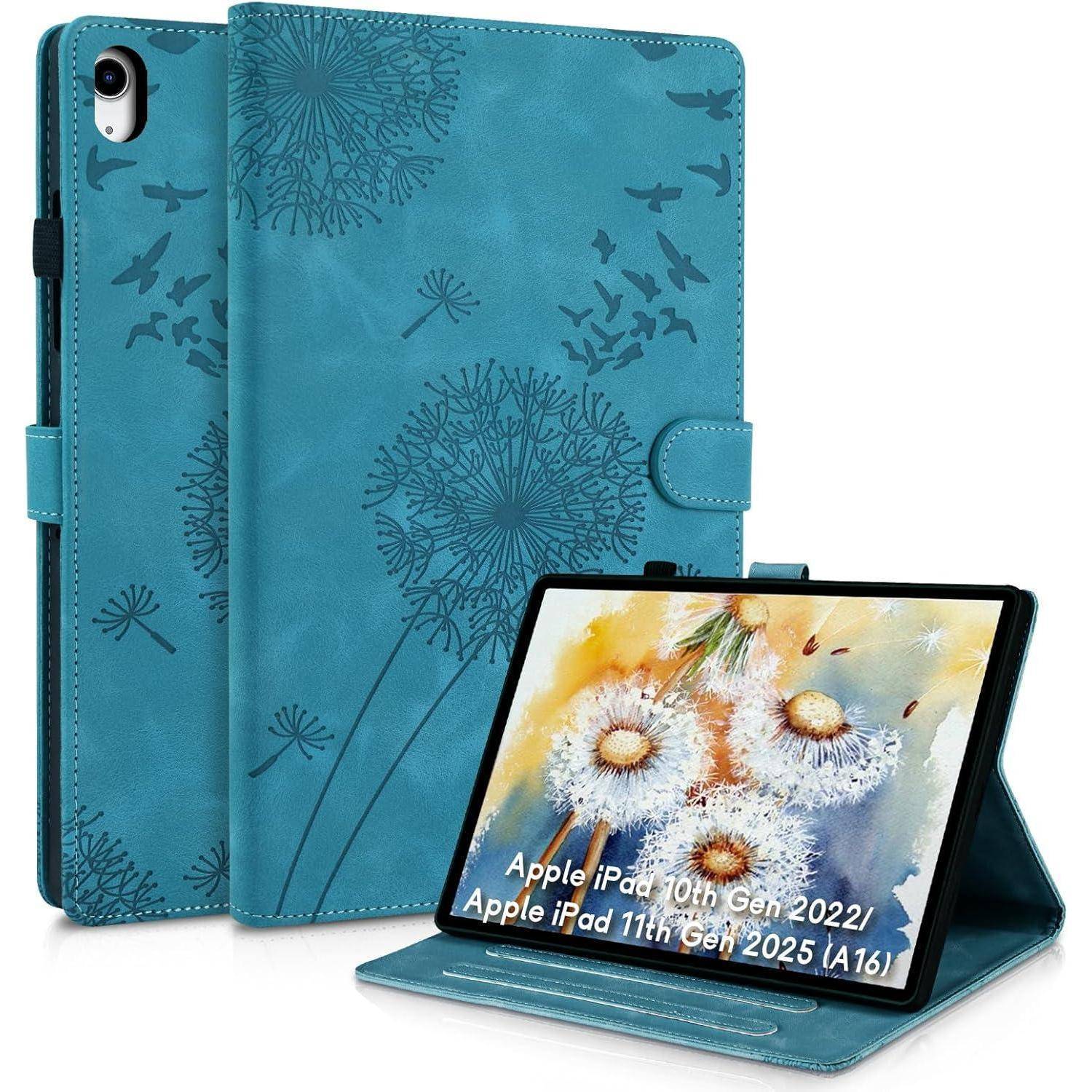 Generation iPad 10 Schutzhülle 2022 Löwenzahn Brieftasche Magnetisch