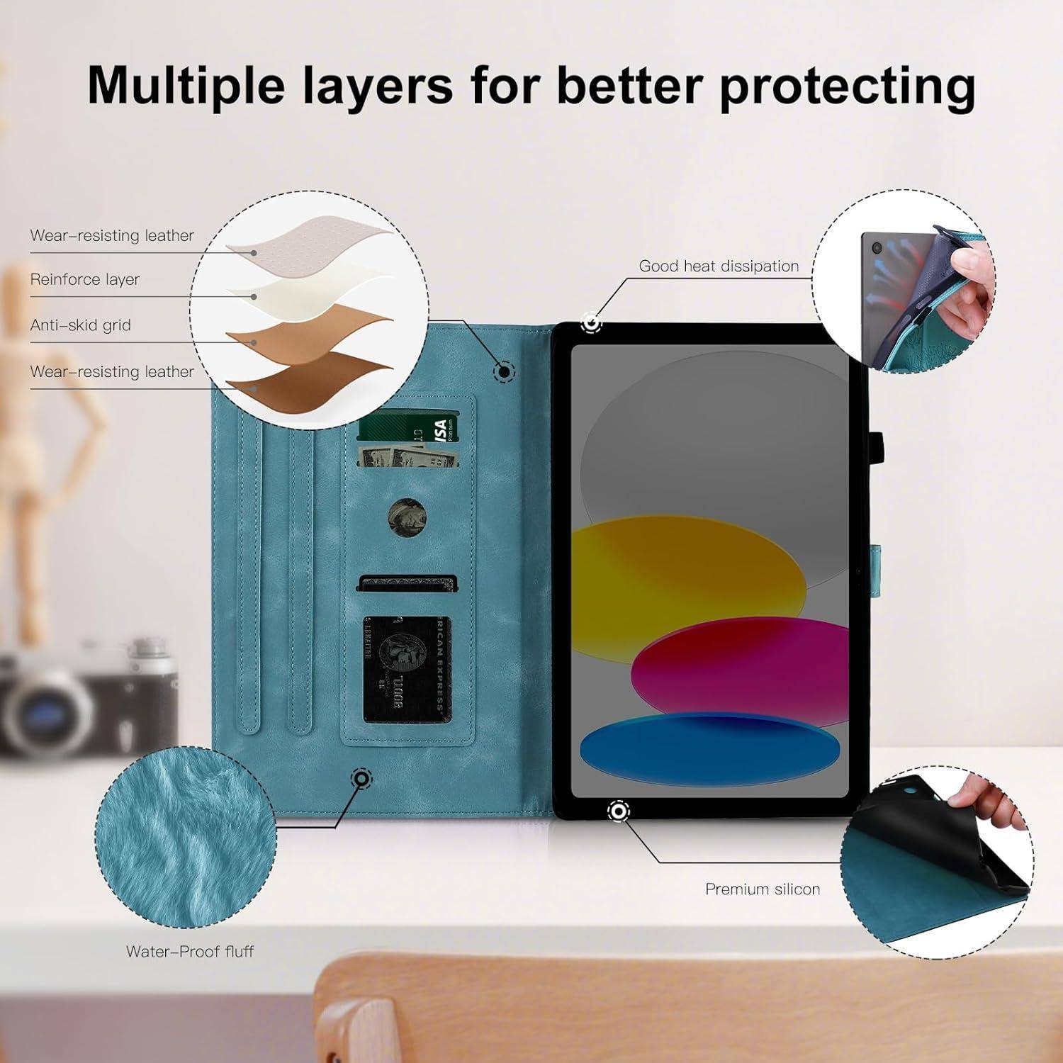 Generation iPad 10 Schutzhülle 2022 Löwenzahn Brieftasche Magnetisch