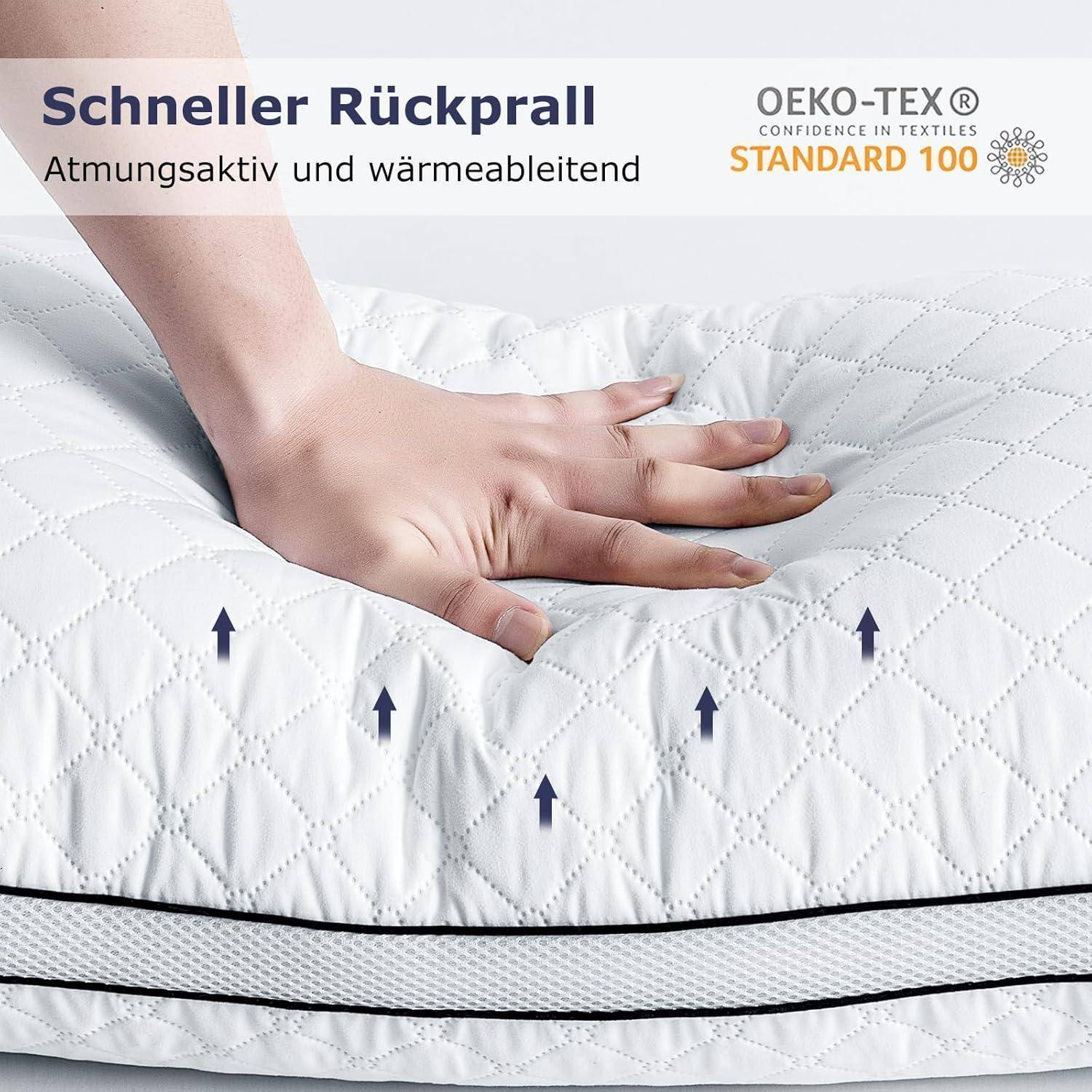 Orthopädisches Seitenschläferkissen 40x80 cm 2er Set Premium Füllung
