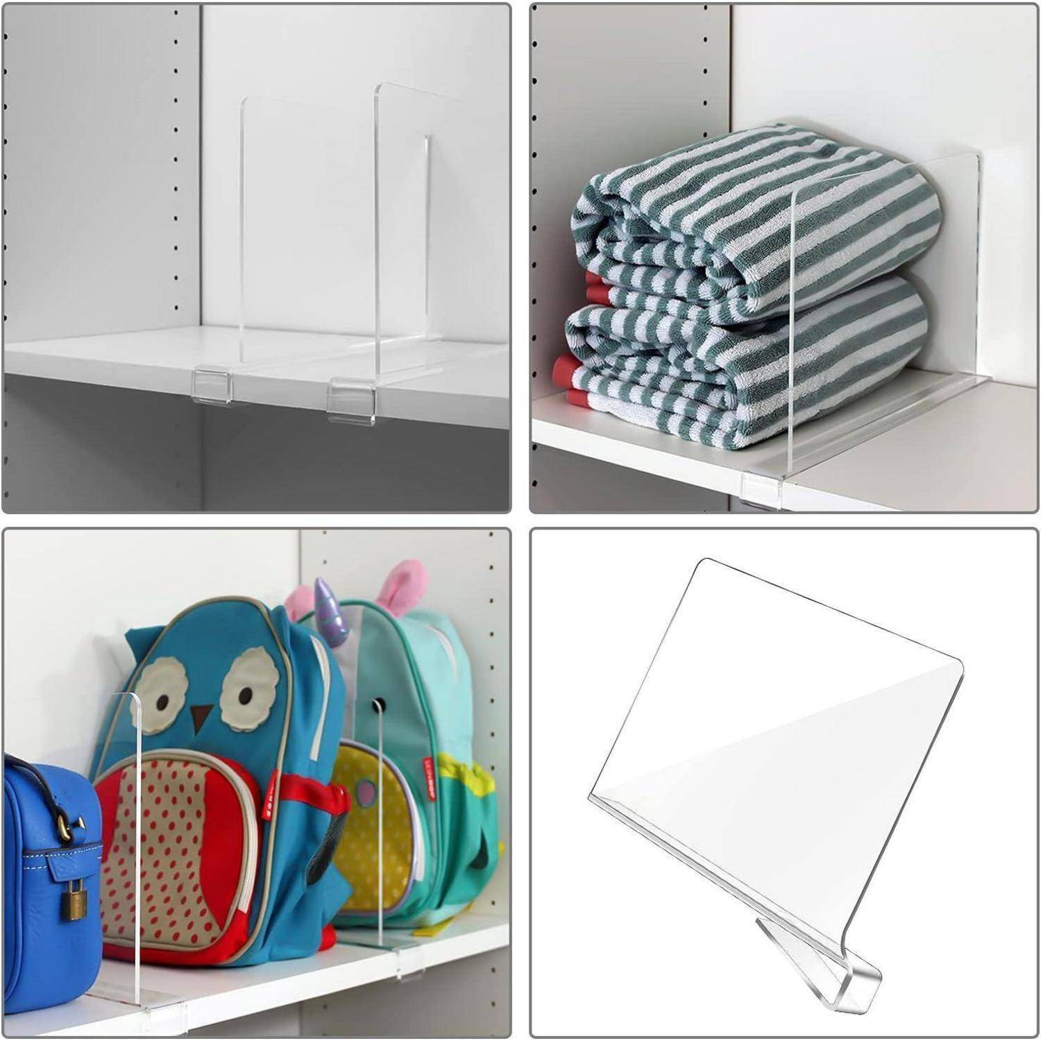 6 Stück Transparente Acryl Regalteiler, verstellbarer