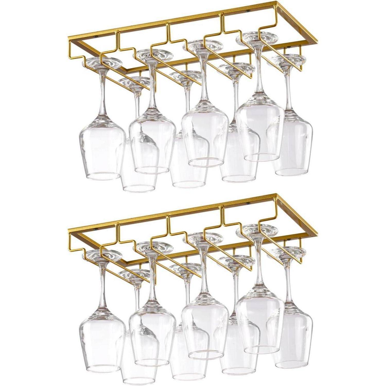 Weinglashalter Gläserschiene Metall 2 Stück 4 reihige Golden