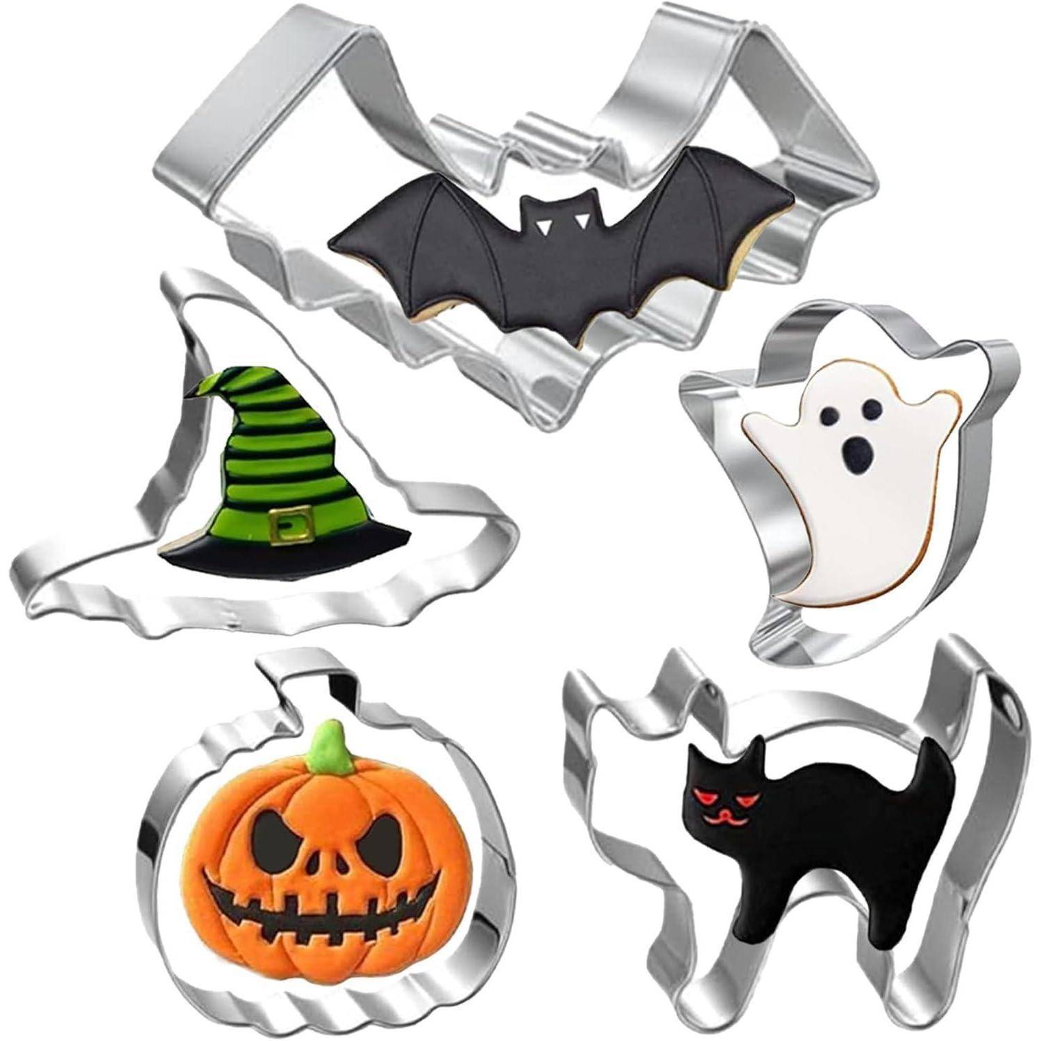 Halloween Ausstechformen Set Kürbis Katze Geist Hexenhut Fledermaus
