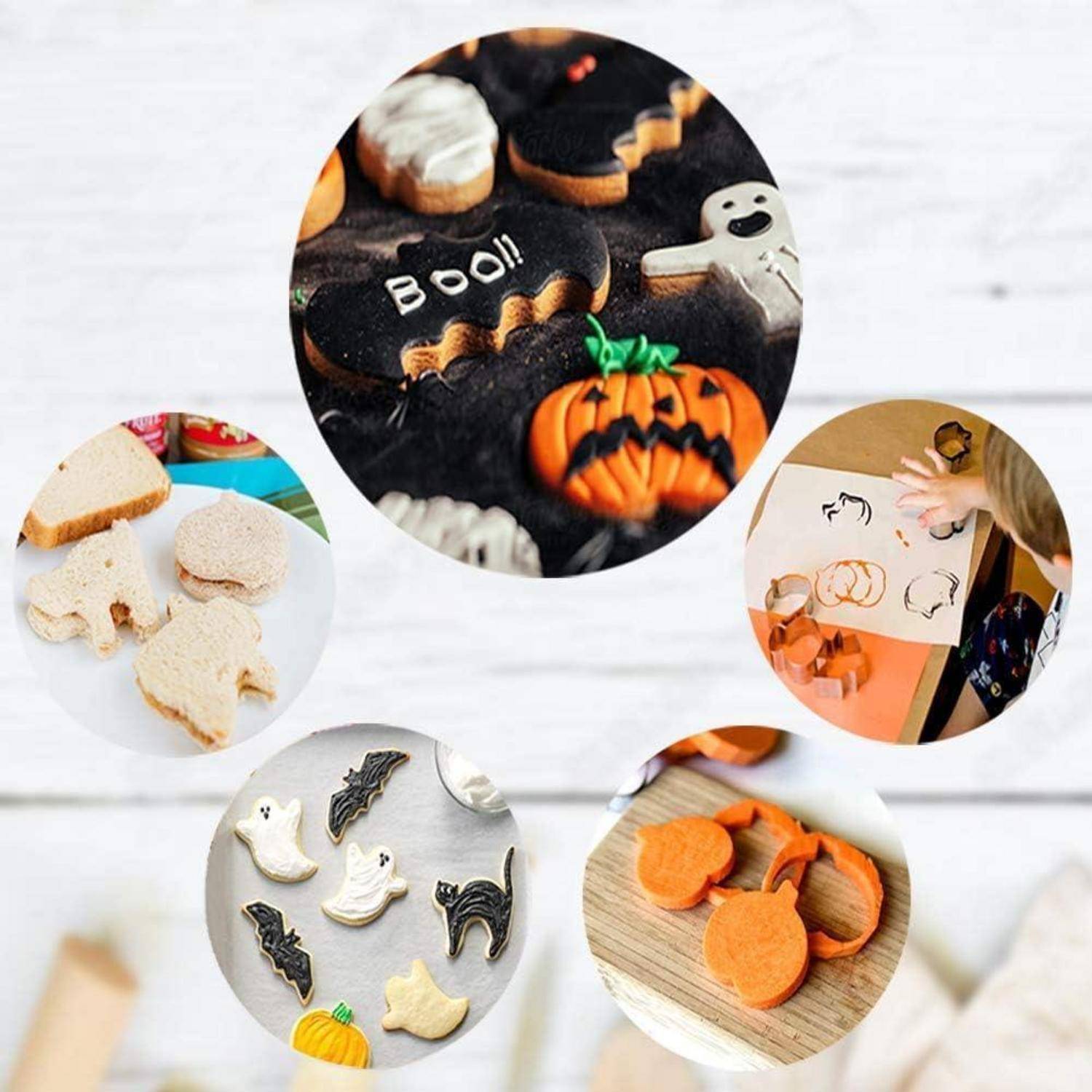 Halloween Ausstechformen Set Kürbis Katze Geist Hexenhut Fledermaus