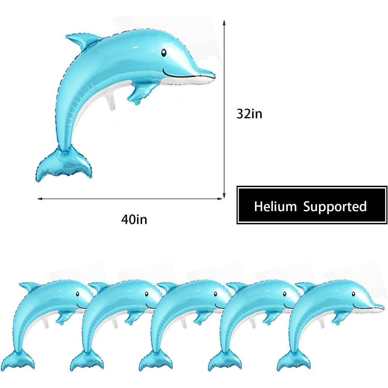 6er Pack Delfin Luftballons 117cm Unter dem Meer Party Deko