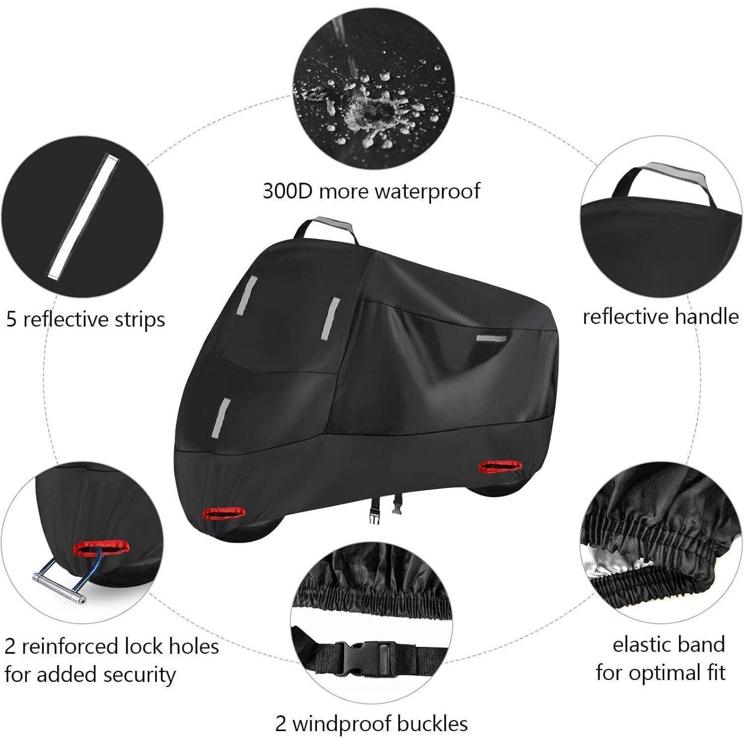 Motorradabdeckung 300D Wasserdicht Abdeckplane Oxford Schutzhülle L