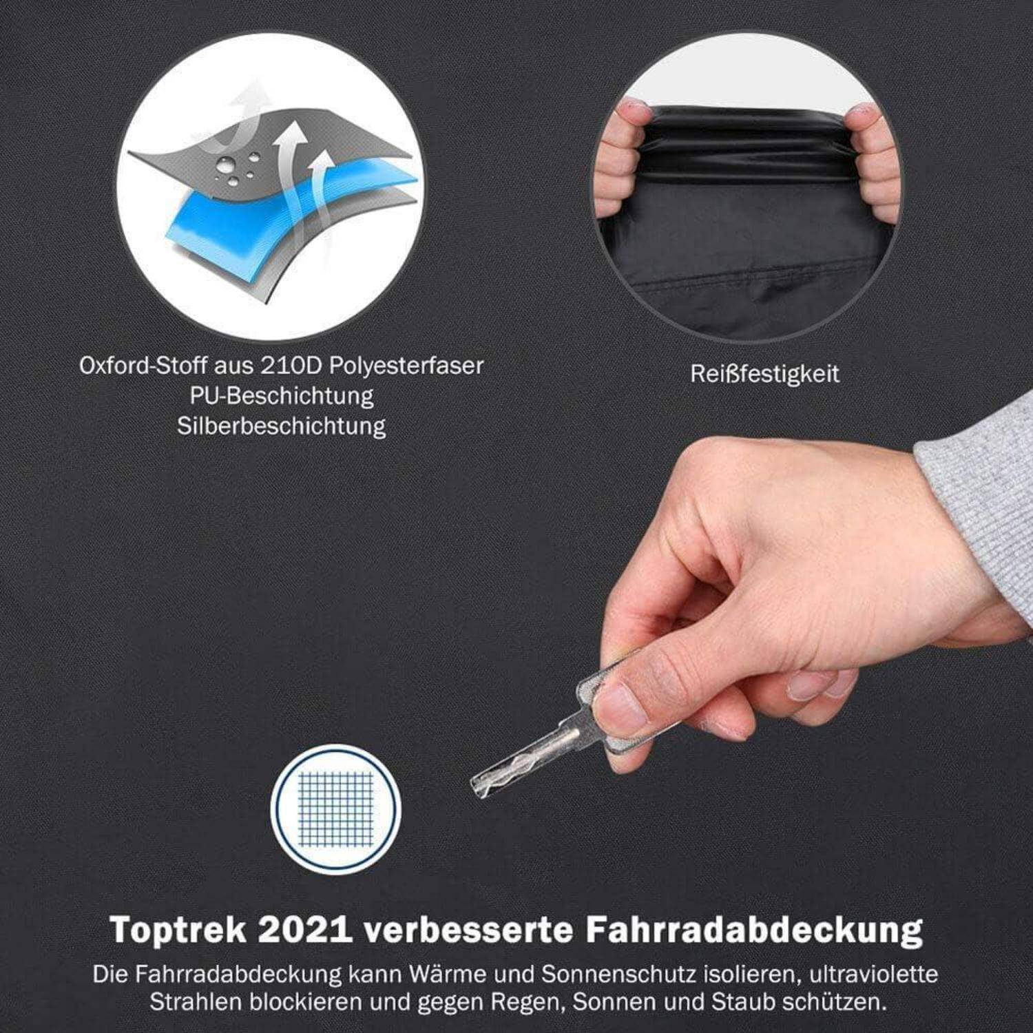 Fahrradabdeckung 2 Fahrräder 210D Oxford Wasserdicht 210x110x95 cm