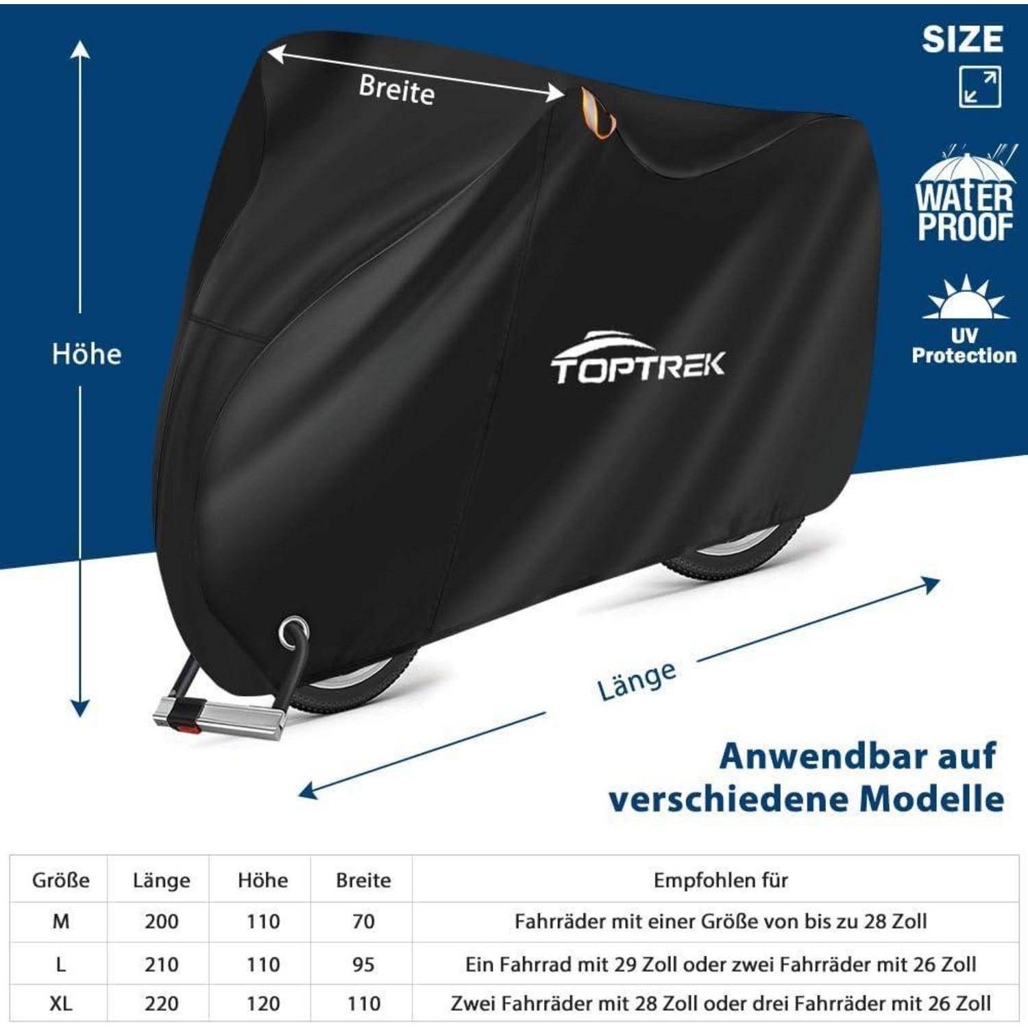 Fahrradabdeckung 2 Fahrräder 210D Oxford Wasserdicht 210x110x95 cm