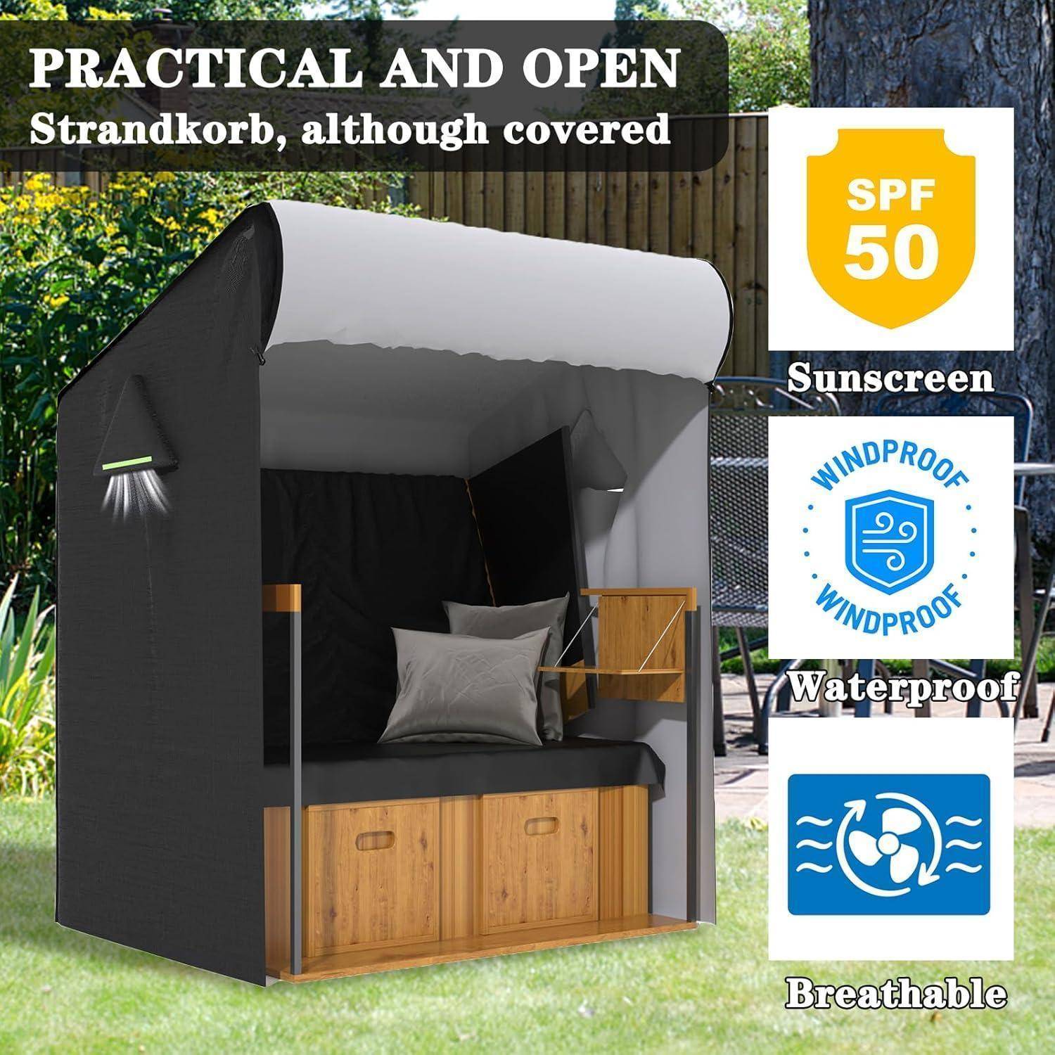 Schutzhülle Strandkorb 120/135 CM Winterfest Wasserdicht XXL