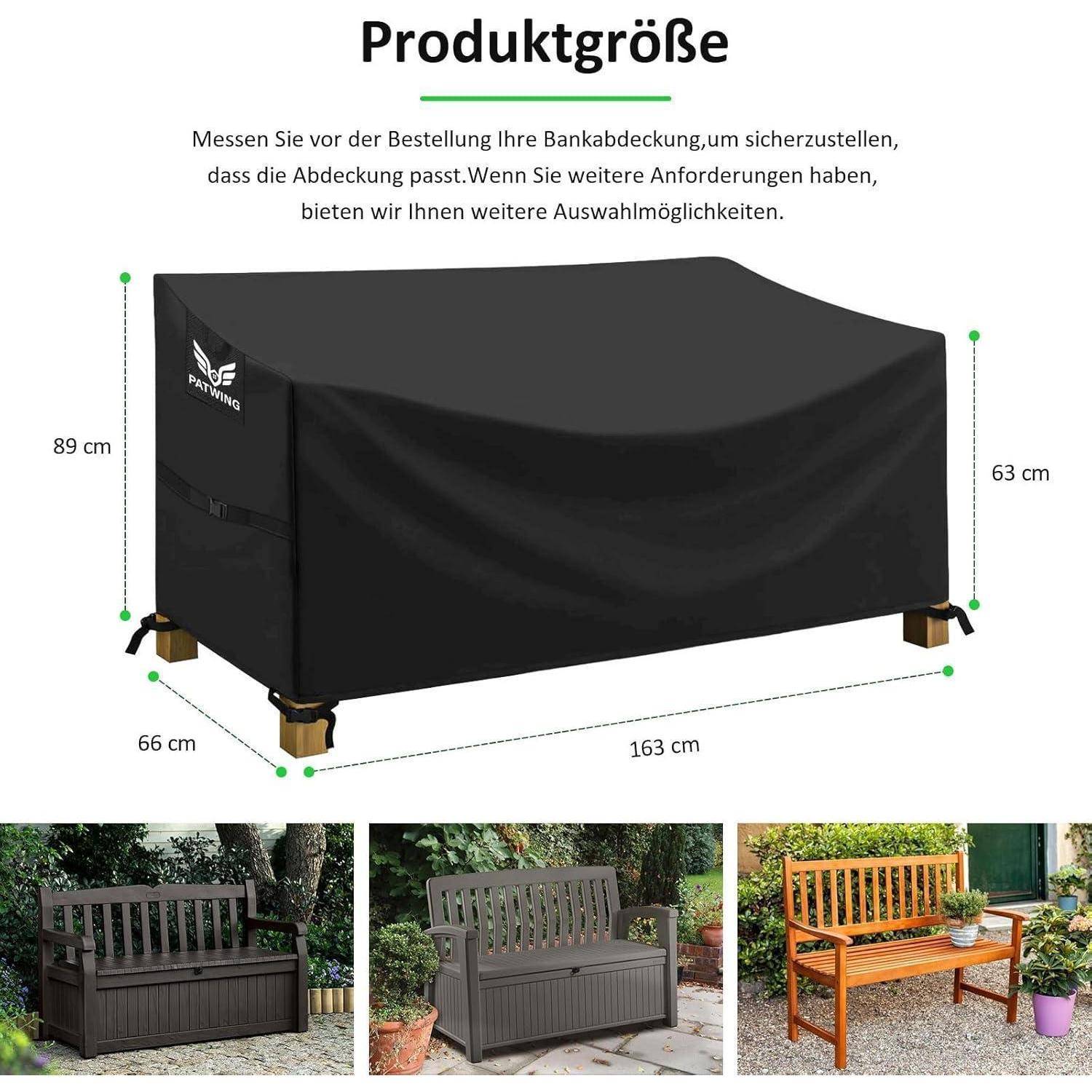 Schutzhülle für Gartenbank 600D Oxford Wasserdicht 134x66x63/89cm