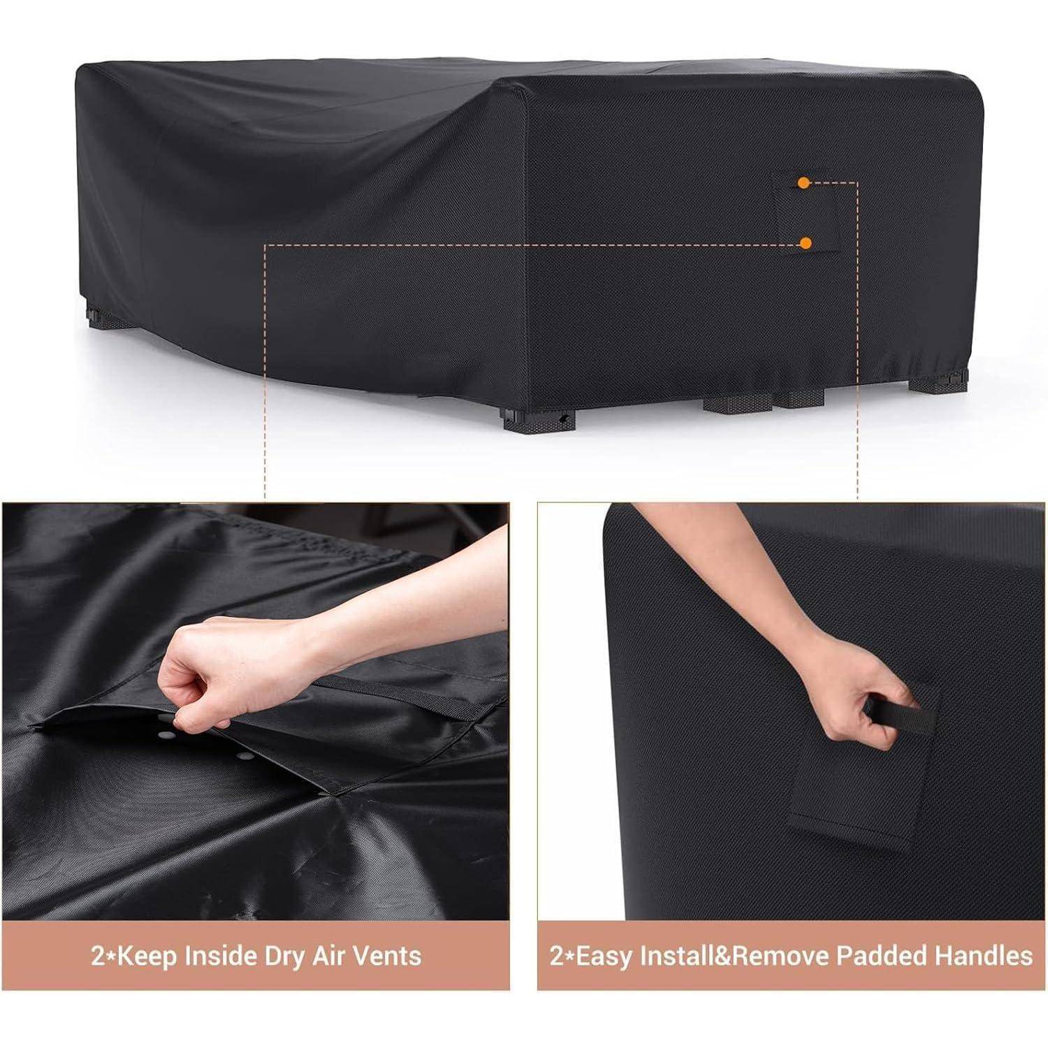Outdoor-Möbel-Abdeckung in Schwarz, mit Details: 