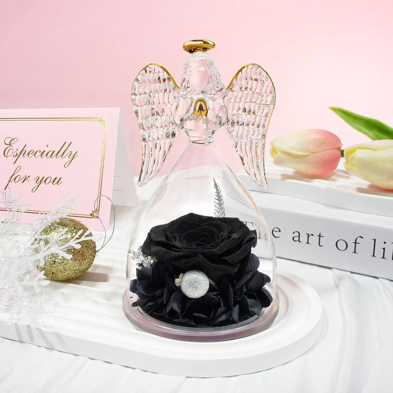 Ewige Rose mit Engel Figur in