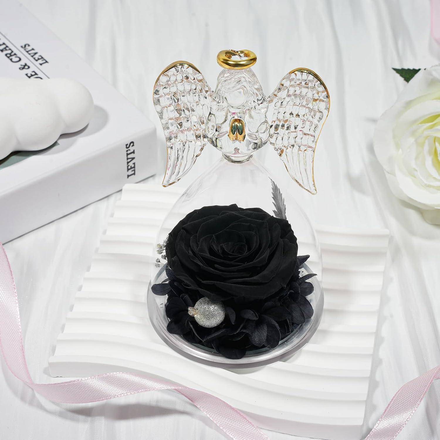 Ewige Rose mit Engel Figur in