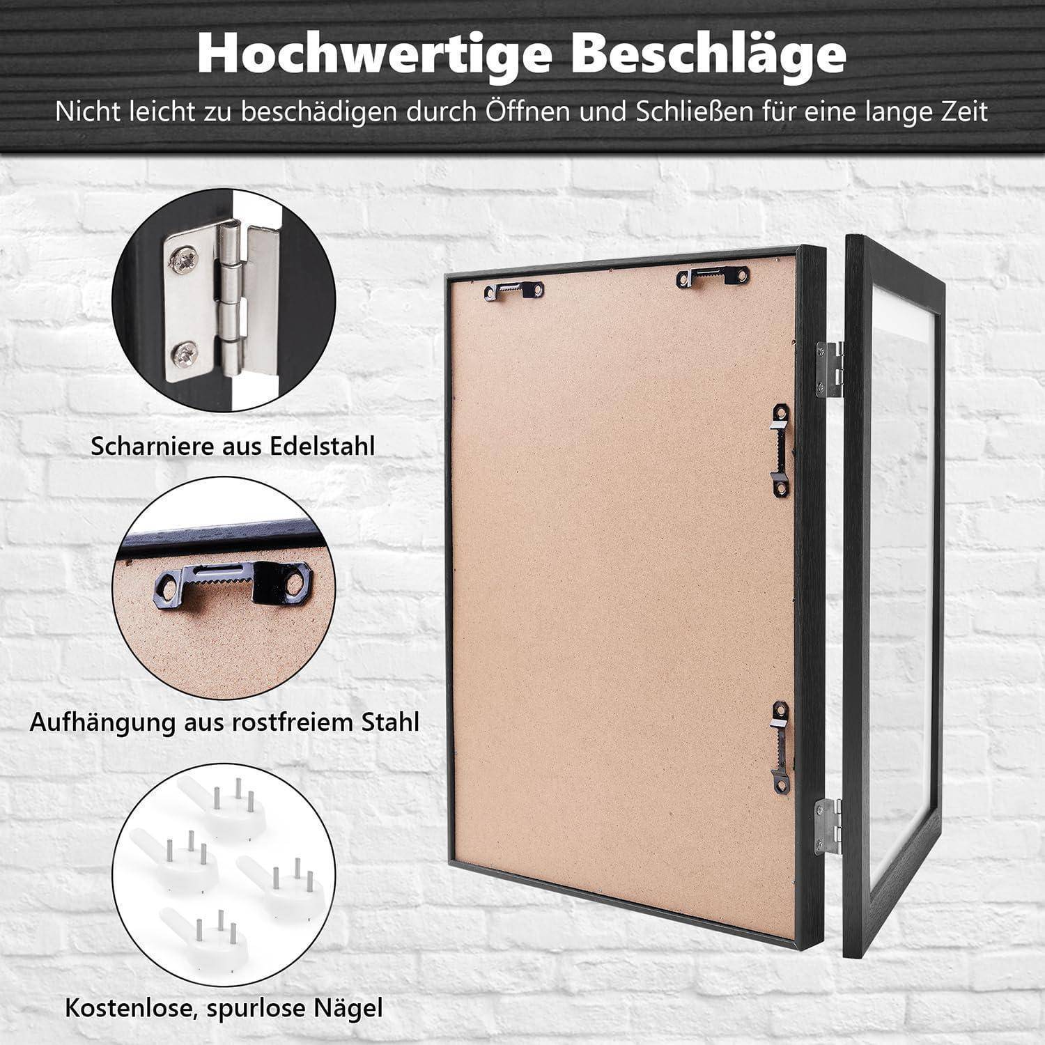 Bilderrahmen Kinderzeichnungen A4, 2er Set Schwarz Acrylglas MDF