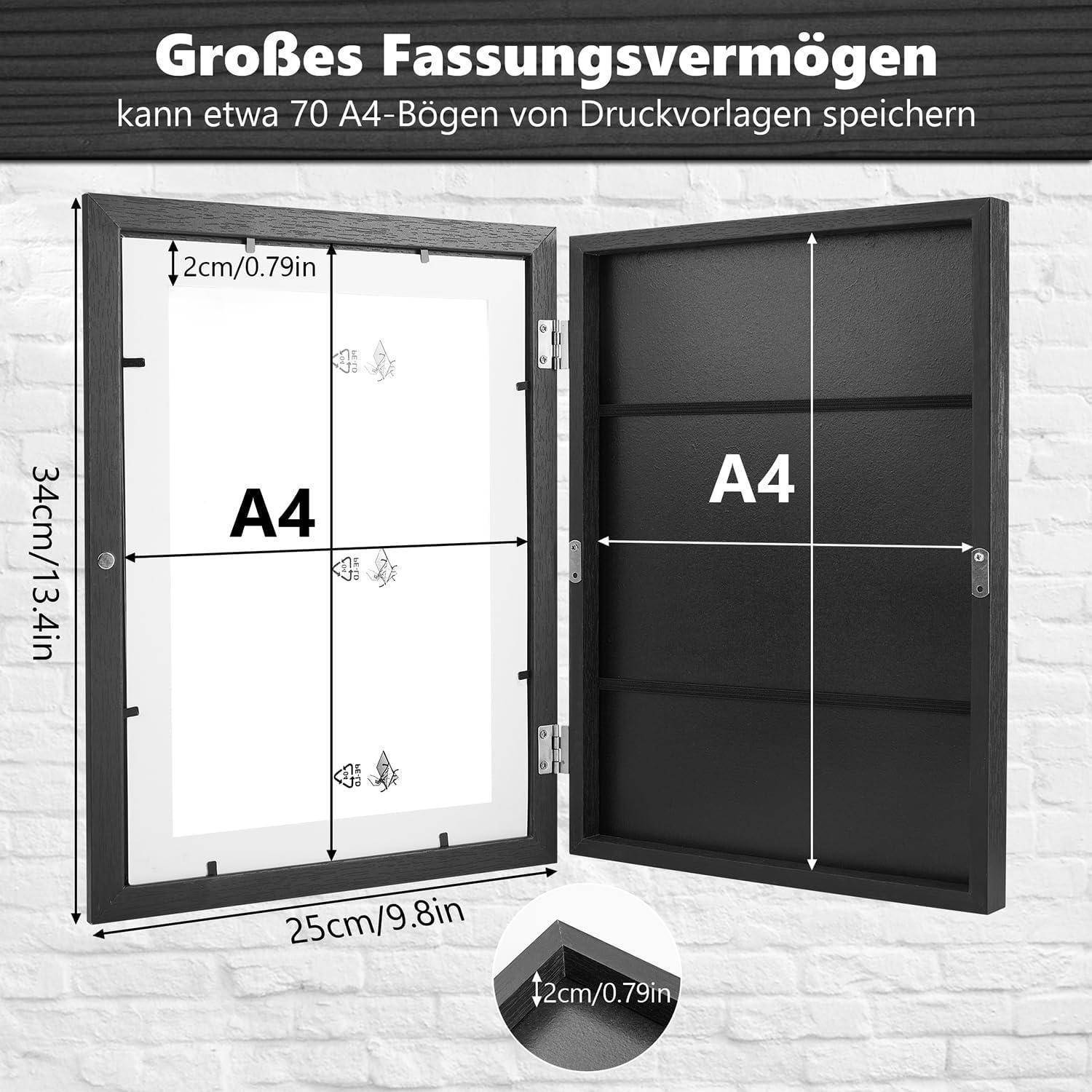 Bilderrahmen Kinderzeichnungen A4, 2er Set Schwarz Acrylglas MDF