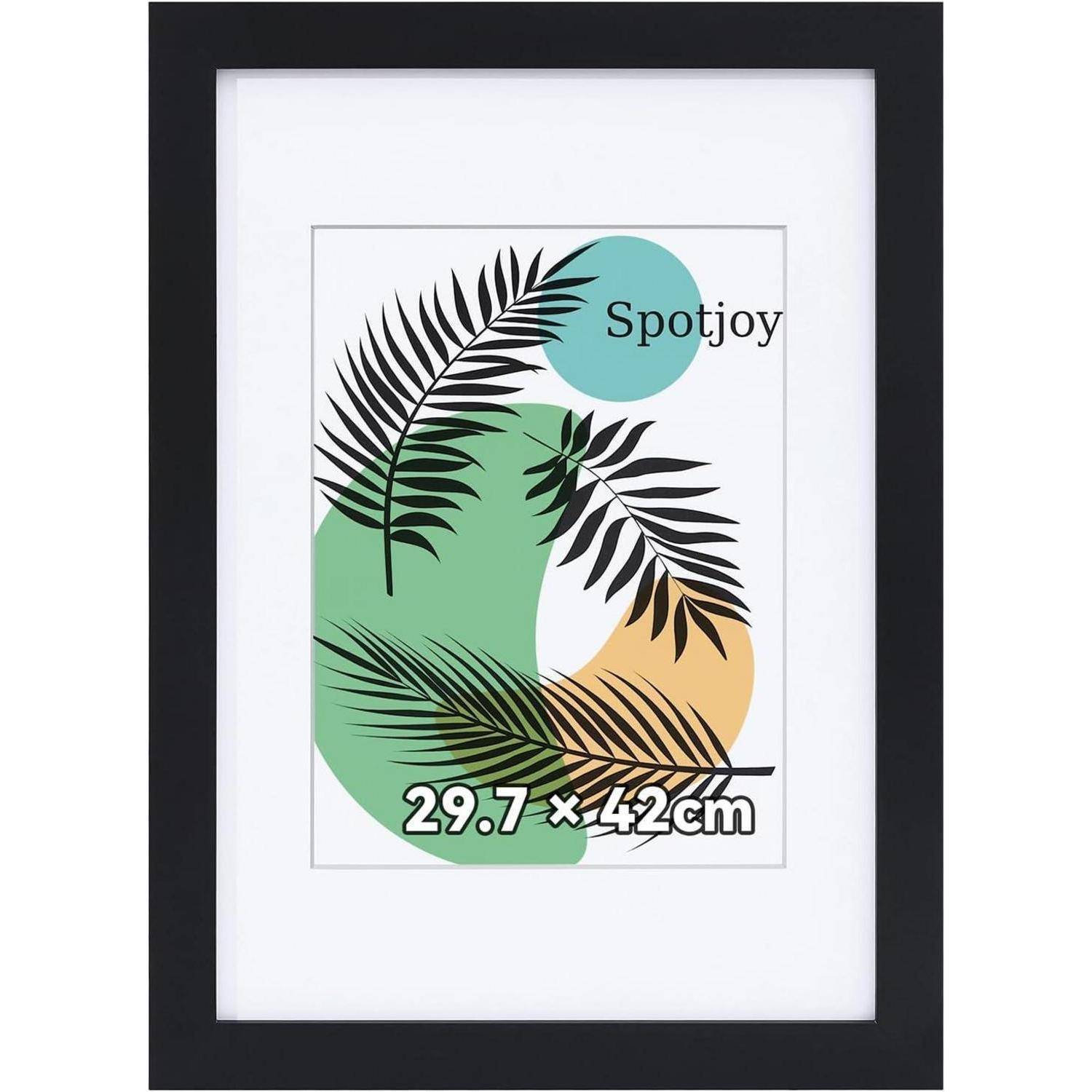 Bilderrahmen DIN A3 29.7x42 cm Schwarz mit Passepartout Acrylglas