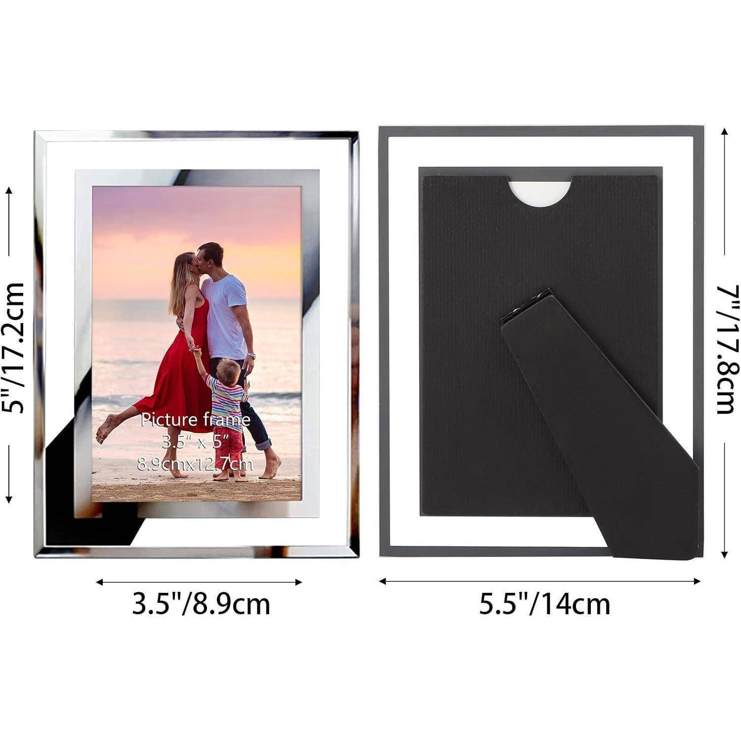 2er Set Glas Bilderrahmen 9x13 cm - Silber Fotorahmen für 13x9 Fotos
