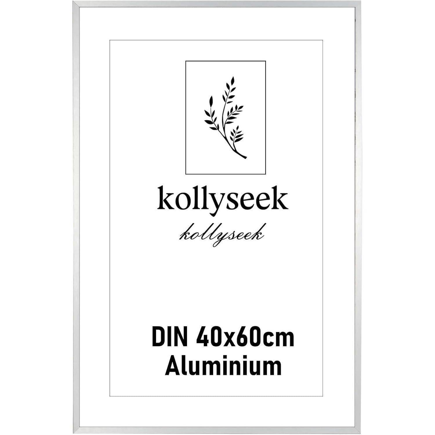 Bilderrahmen Aluminium Silber 40x60 cm Acrylglas Passepartout modern