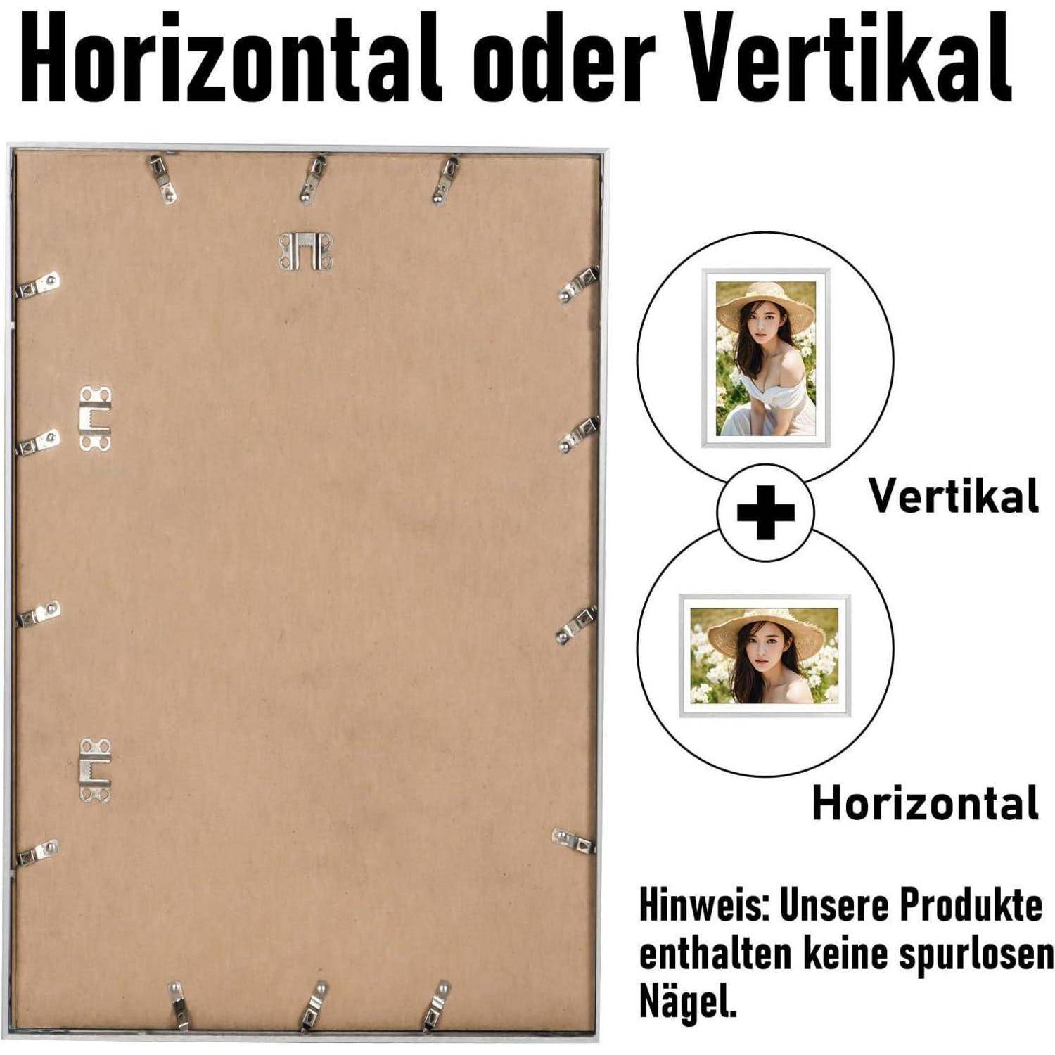 Bilderrahmen Aluminium Silber 40x60 cm Acrylglas Passepartout modern