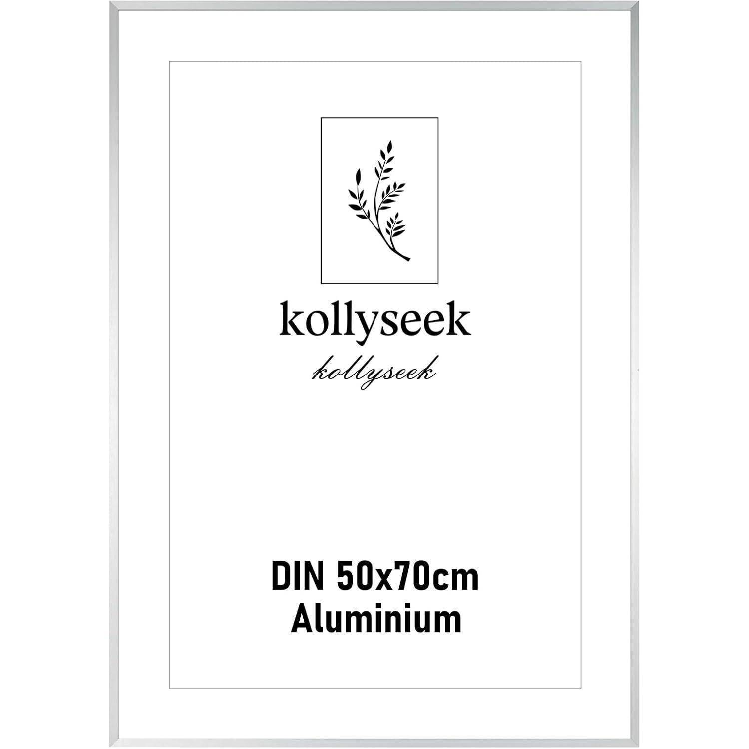 Bilderrahmen Aluminium 50x70 cm Silber Poster Acryl Passepartout
