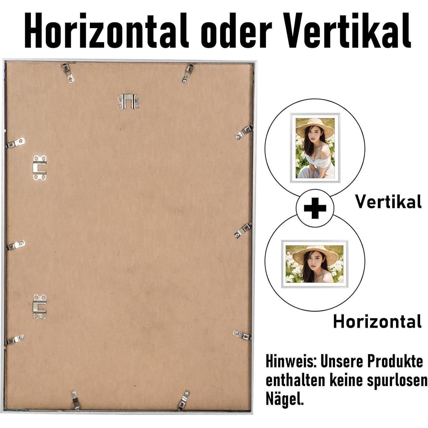 Bilderrahmen Aluminium 50x70 cm Silber Poster Acryl Passepartout