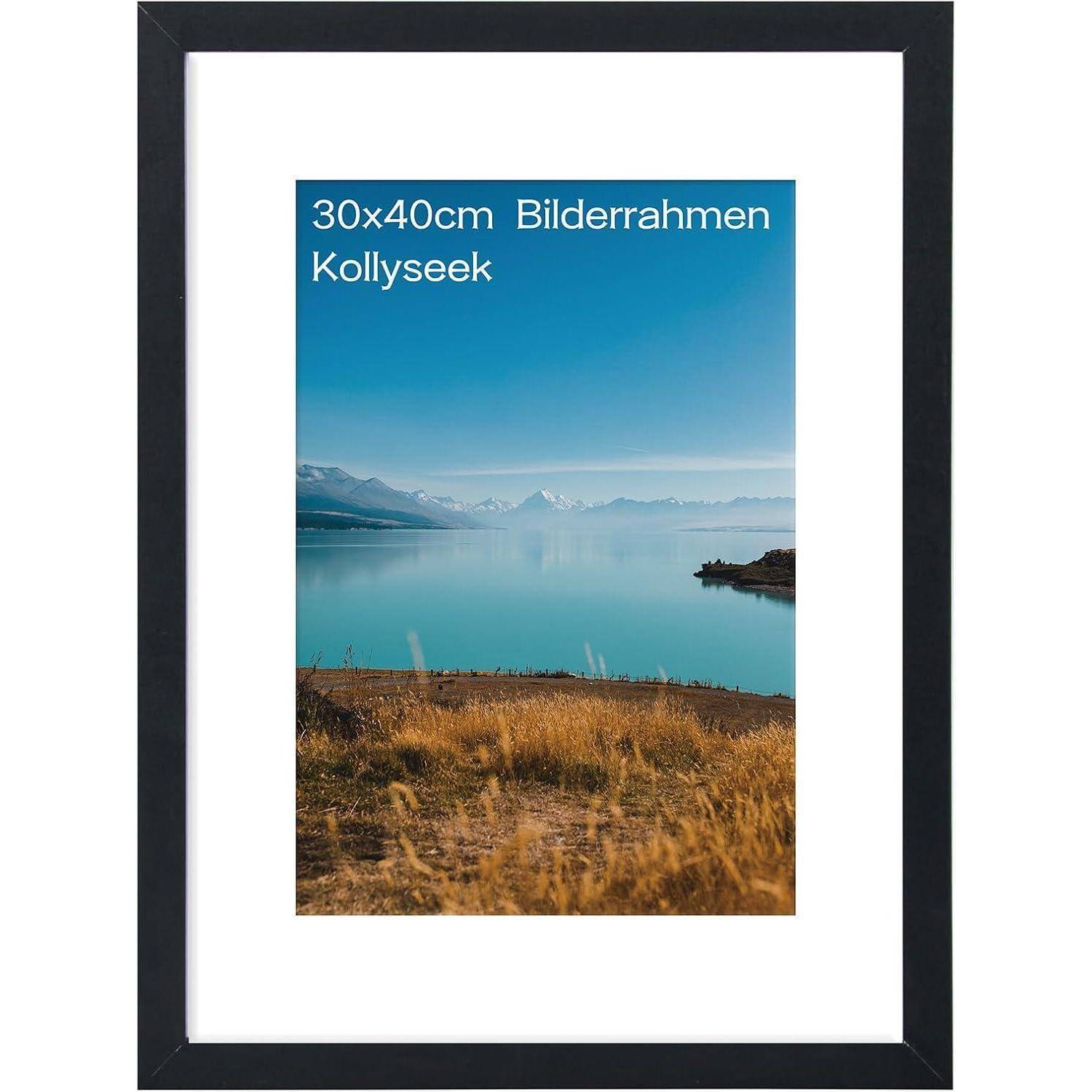 Bilderrahmen 30x40 cm Schwarz MDF Acrylglas Aufhängen Aufstellen