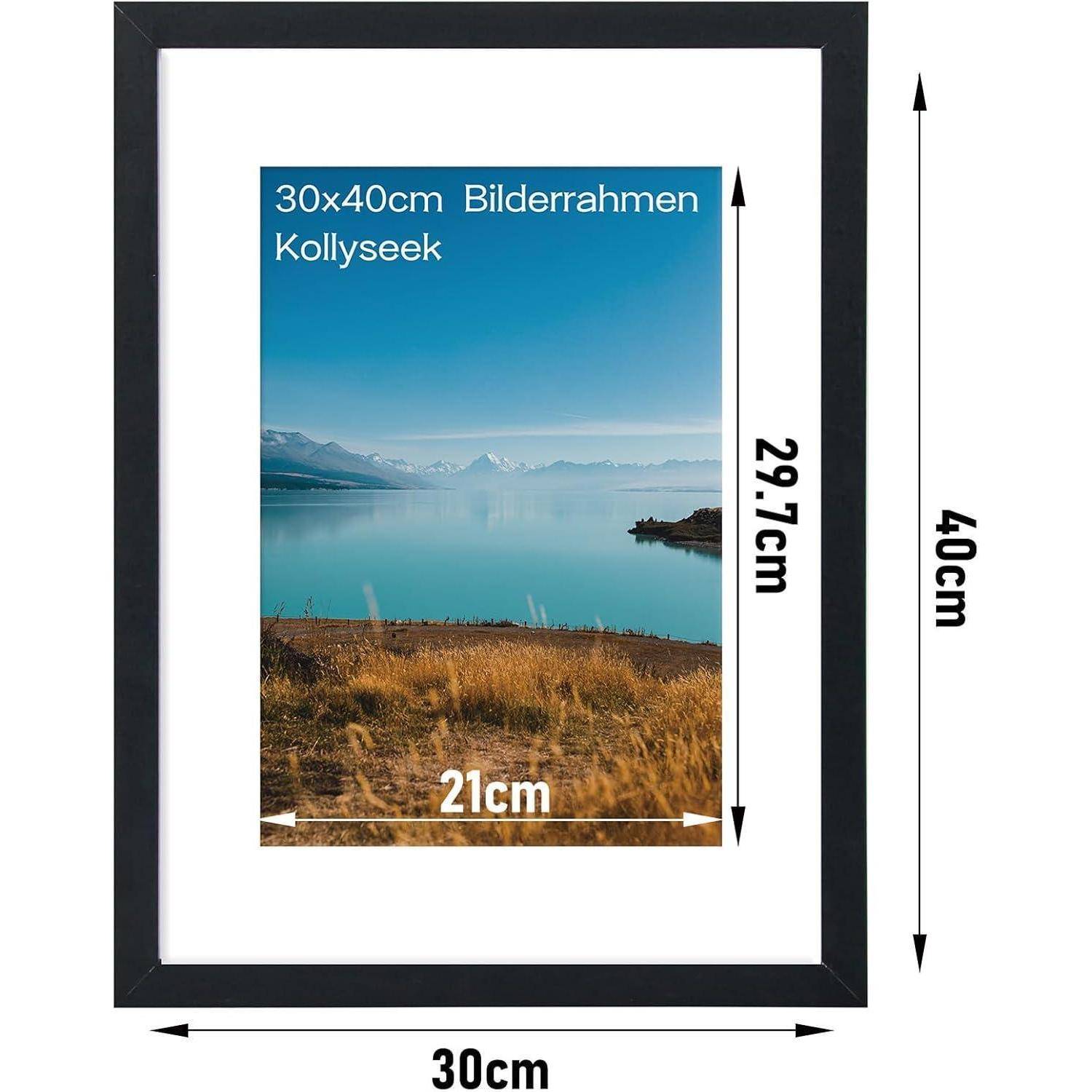 Bilderrahmen 30x40 cm Schwarz MDF Acrylglas Aufhängen Aufstellen