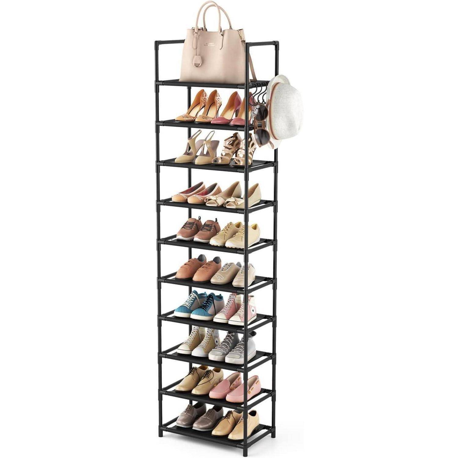 Schuhregal mit 10 Ebenen für 20-25 Paar Schuhe, offener Schuhschrank