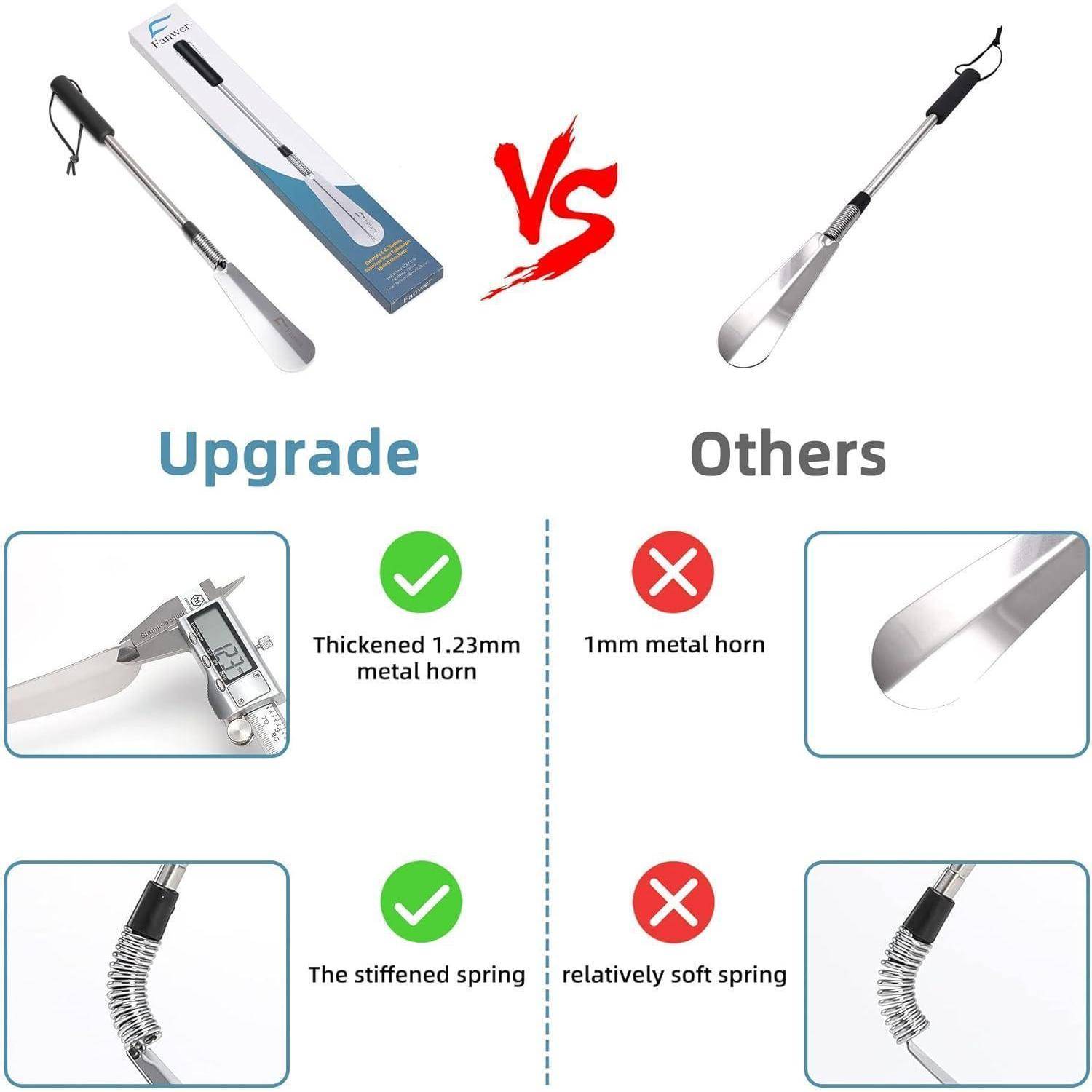 Premium Schuhanzieher mit langem Griff verstellbarer Expander