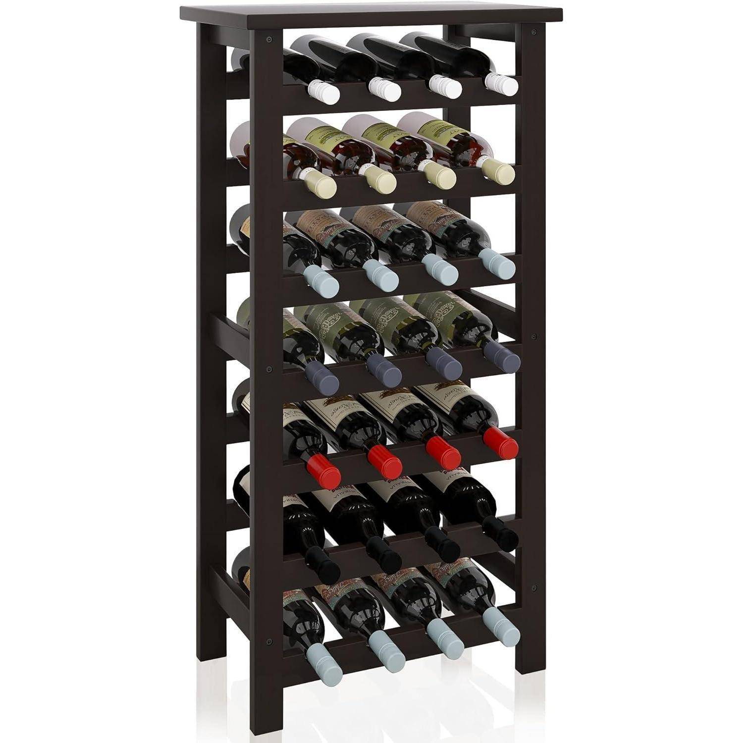 Weinregal Bambus 28 Flaschen 7 Etagen freistehend Küche Keller Bar